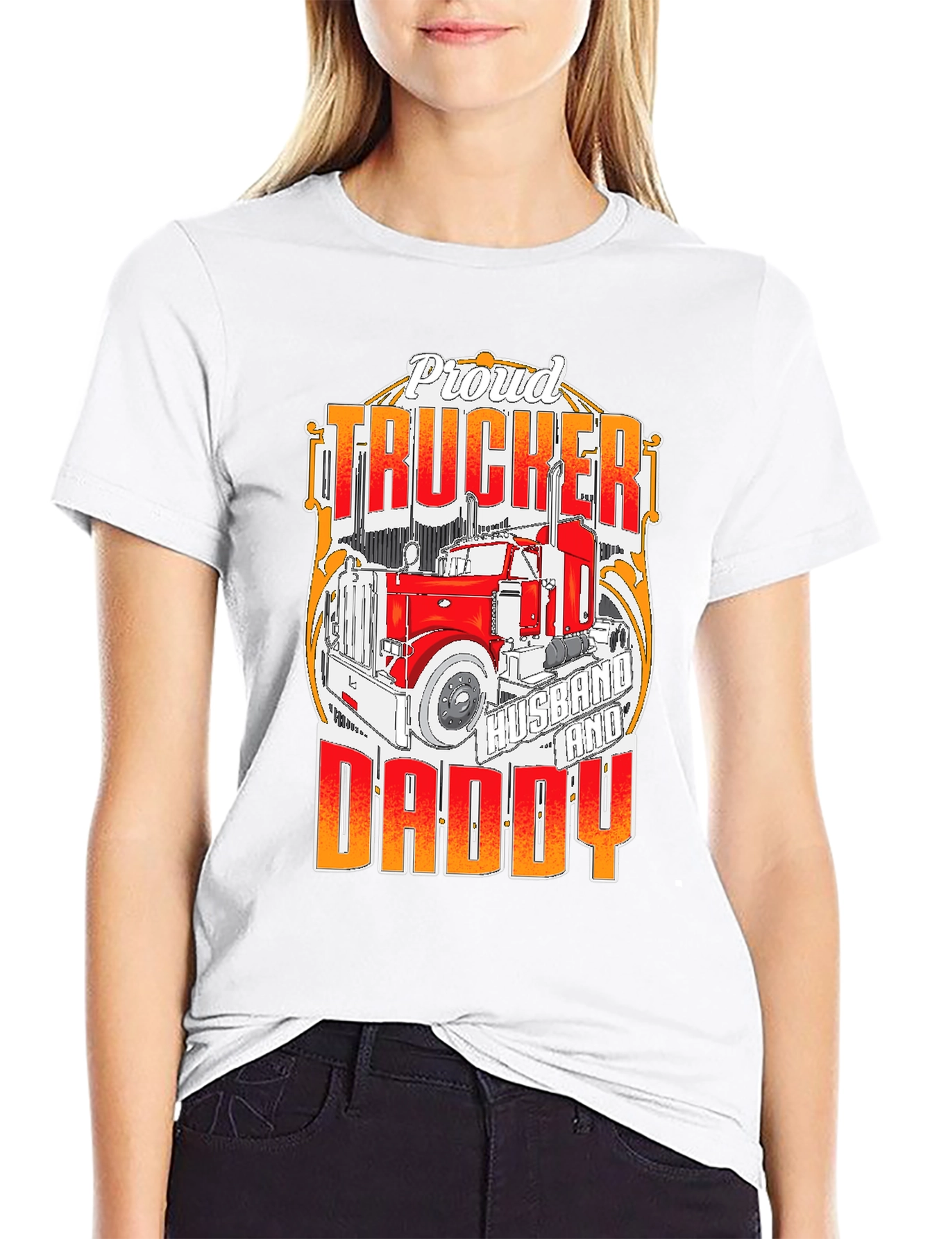 Proud Trucker Husband and Daddy T-Shirt