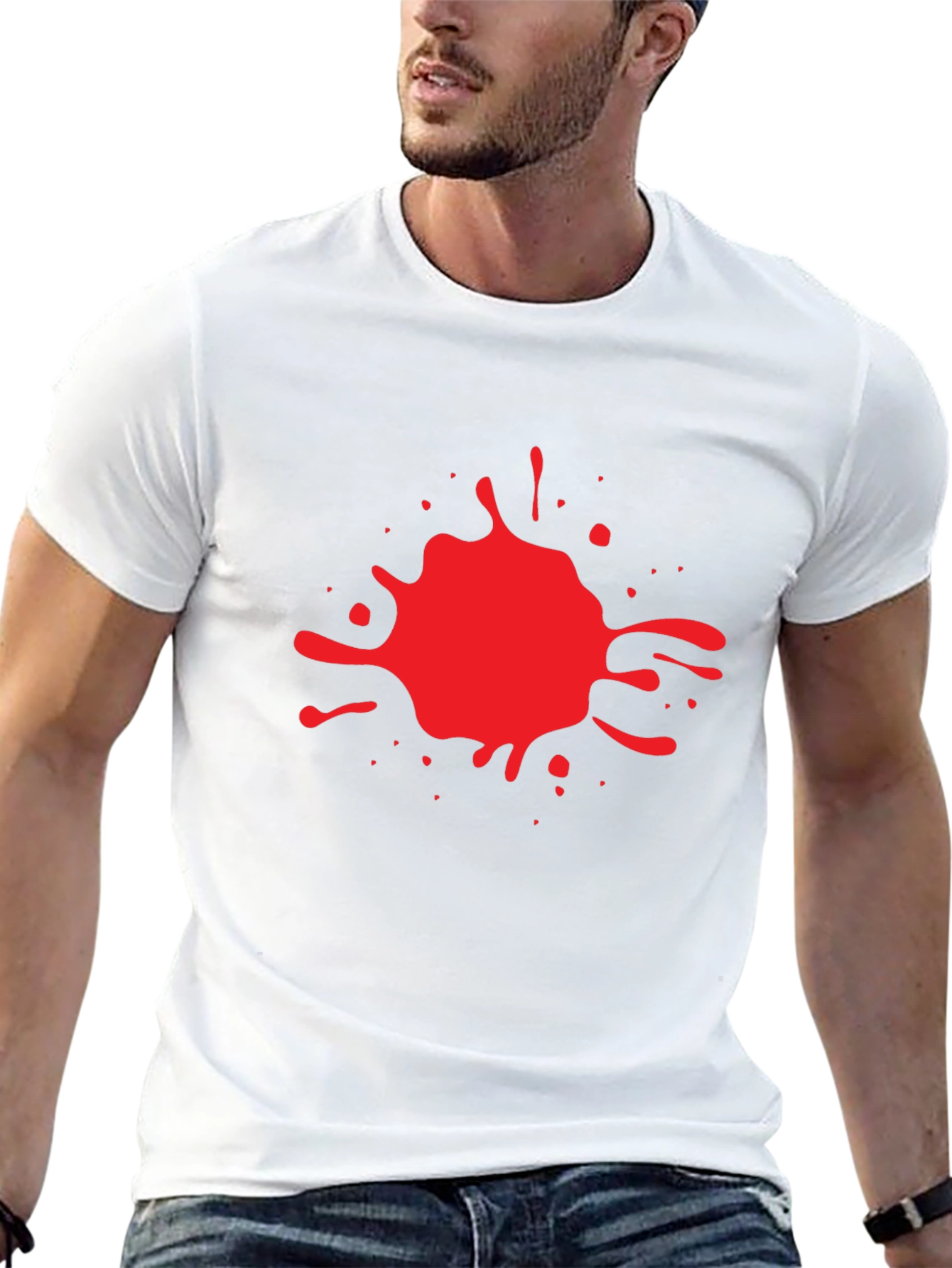 Red Splash Graphic Black T-Shirt
