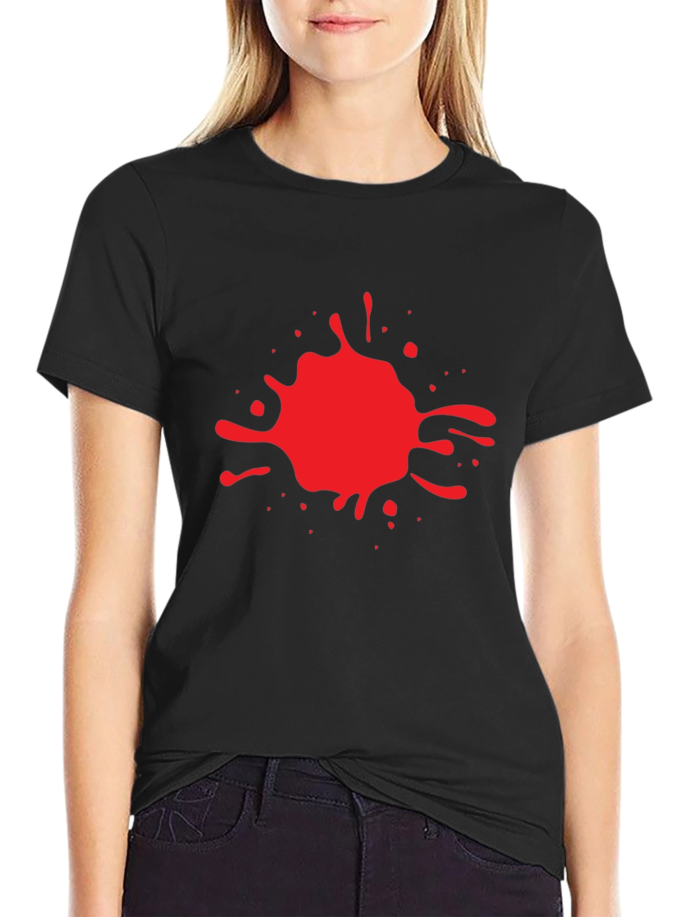 Red Splash Graphic Black T-Shirt