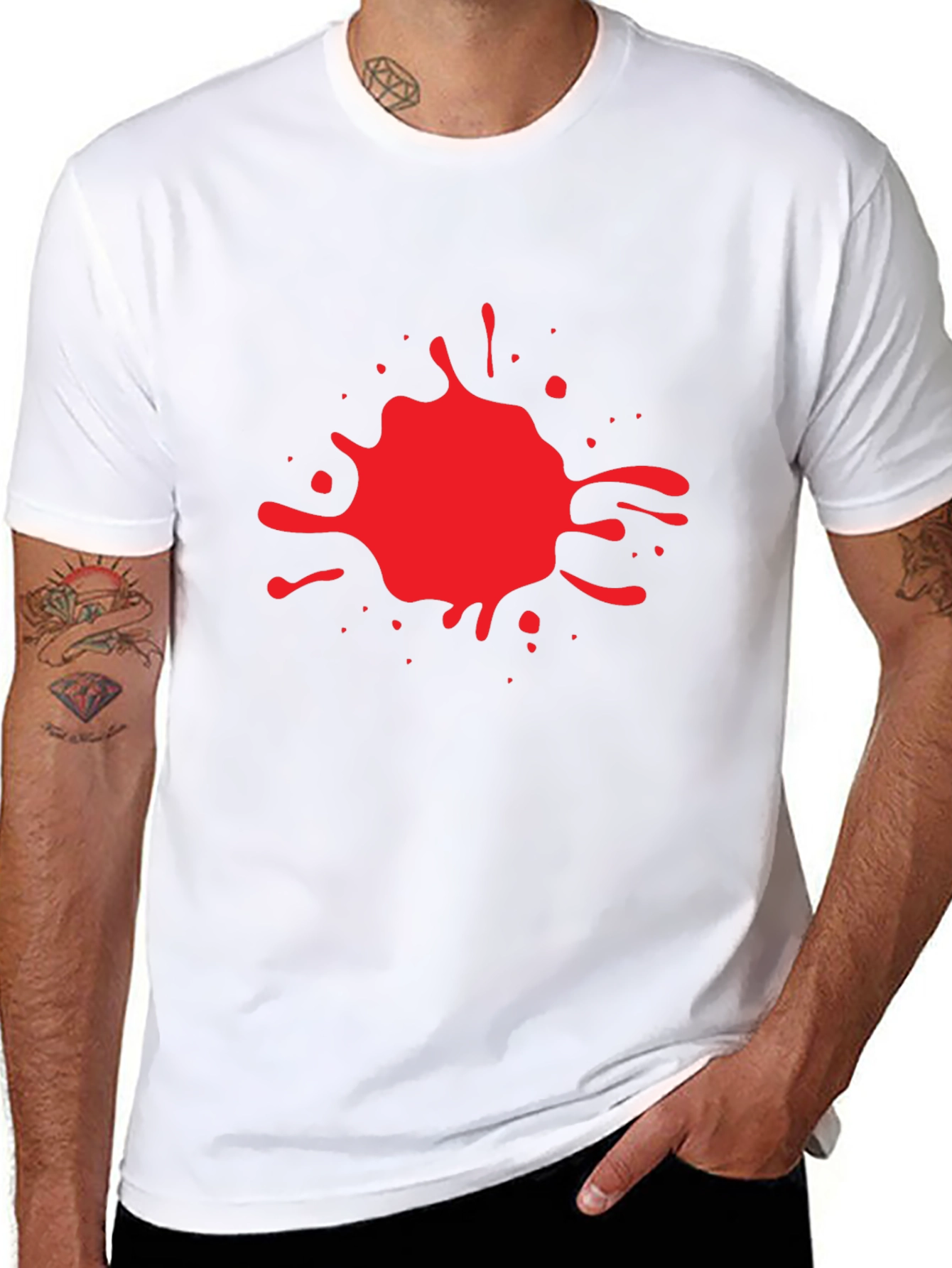 Red Splash Graphic Black T-Shirt