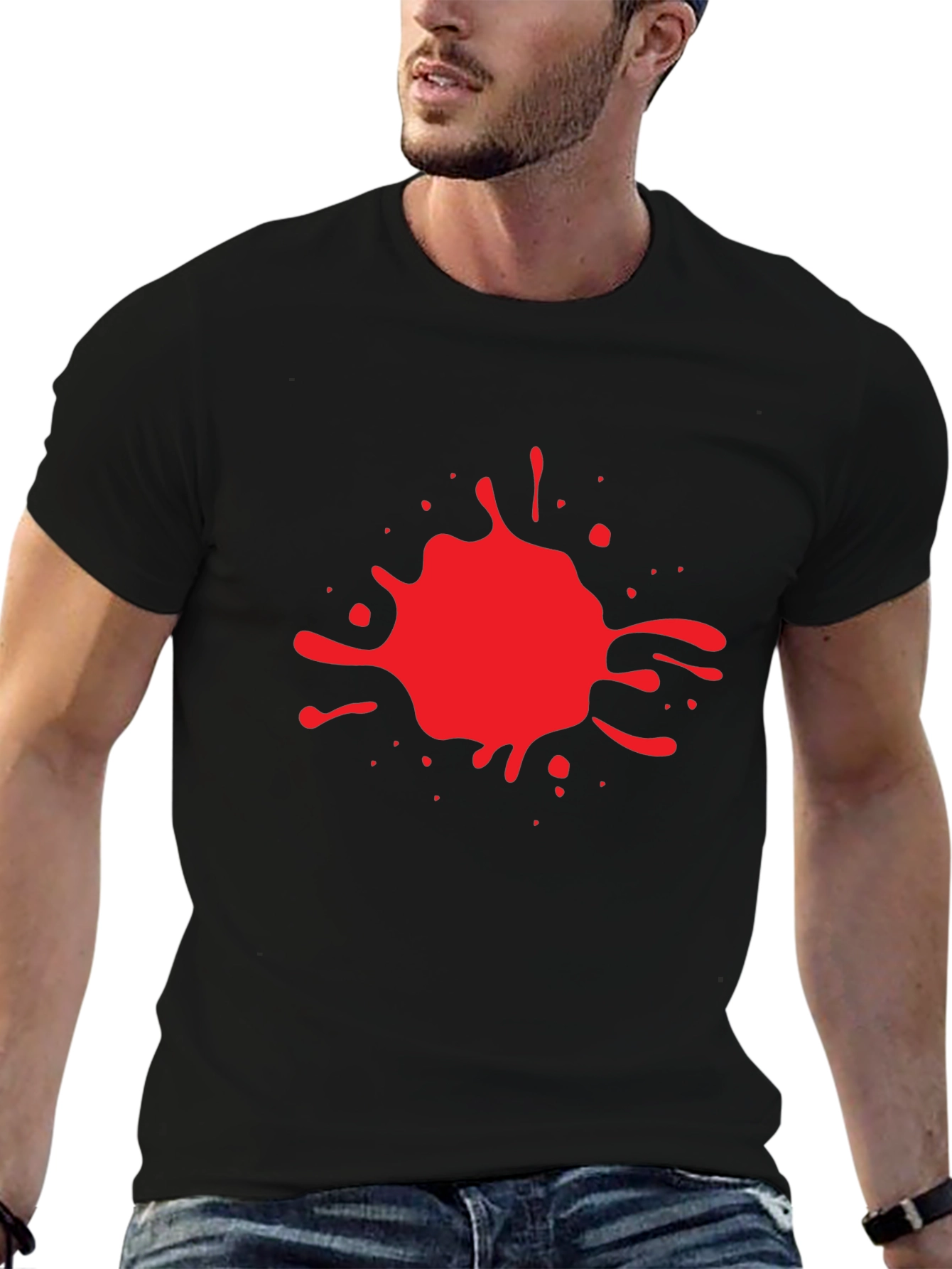 Red Splash Graphic Black T-Shirt