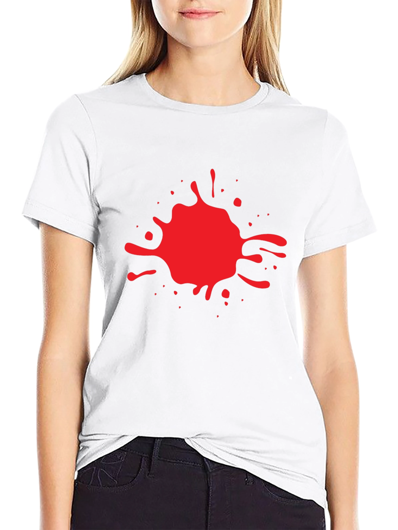 Red Splash Graphic Black T-Shirt