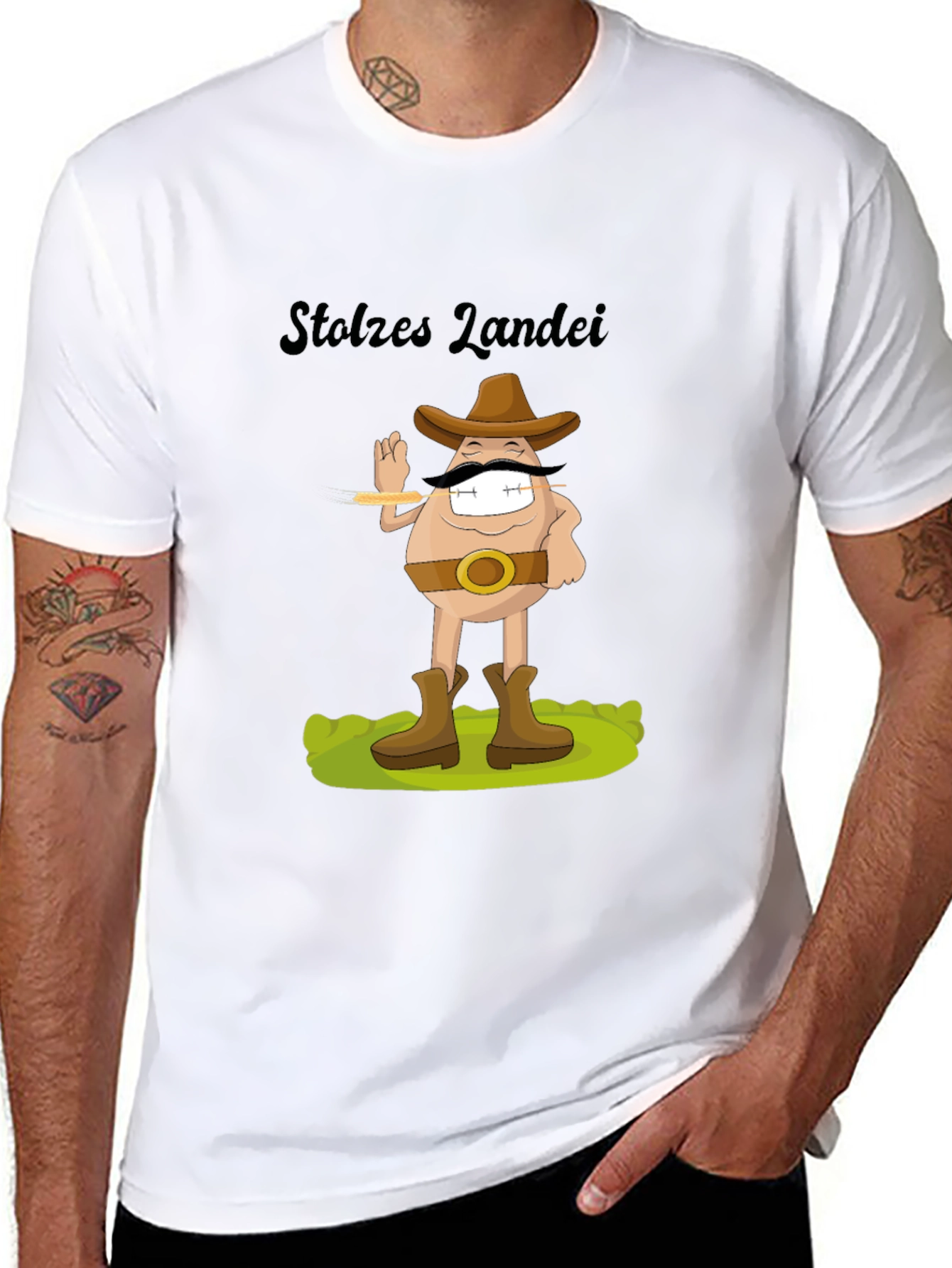 Stolzes Landei Egg Cowboy Graphic T-Shirt