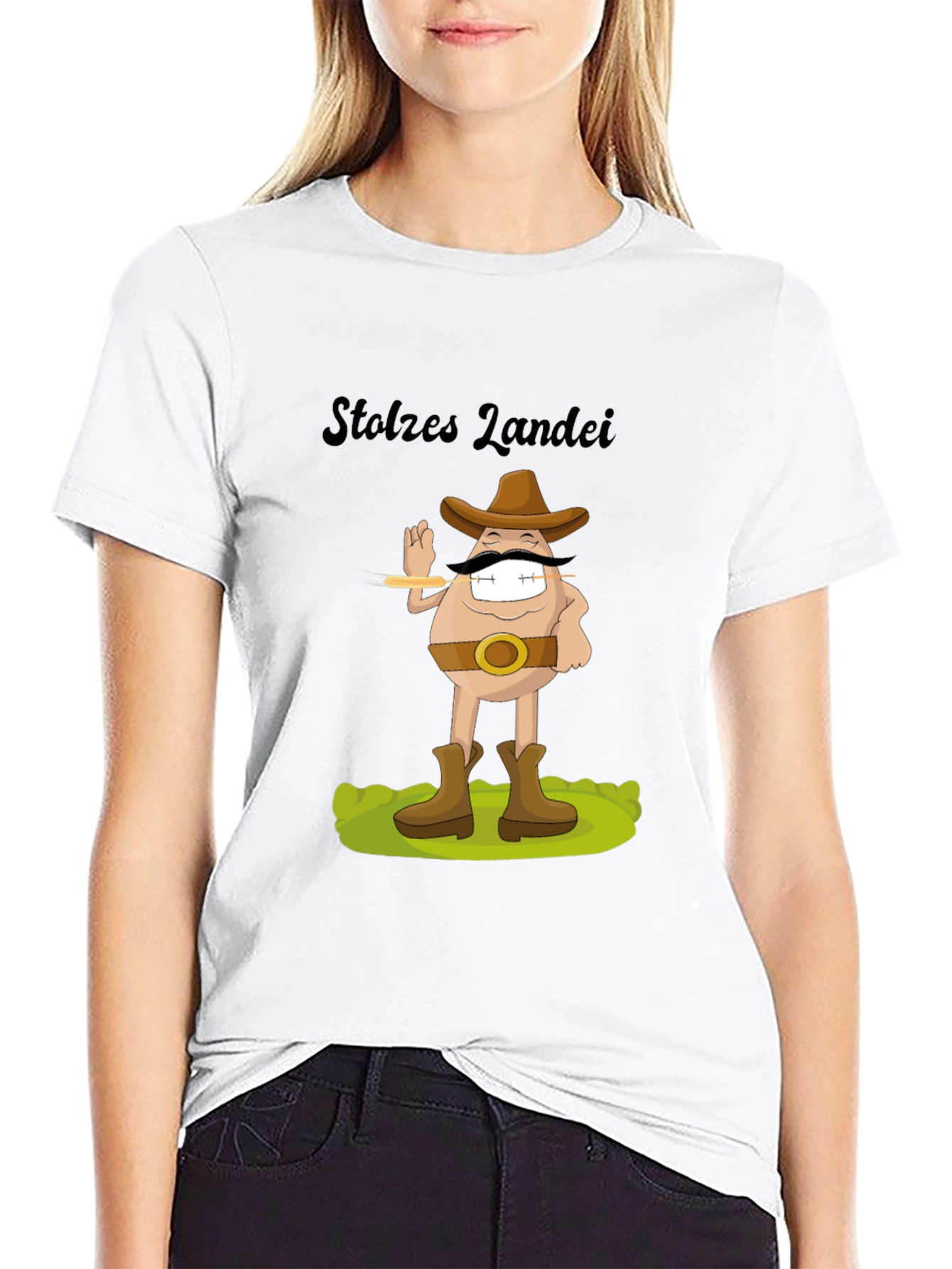 Stolzes Landei Egg Cowboy Graphic T-Shirt