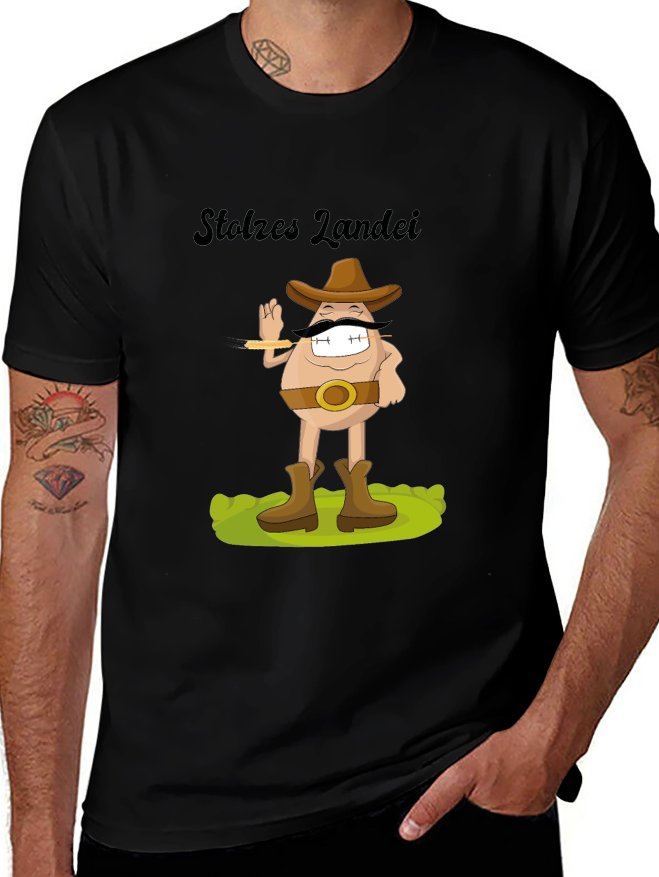 Stolzes Landei Egg Cowboy Graphic T-Shirt