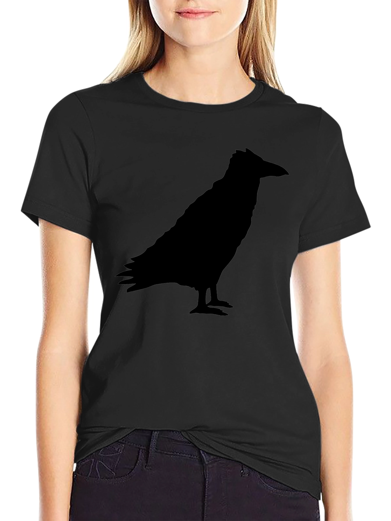 Raven Silhouette Graphic Tee - Black Crow Shirt