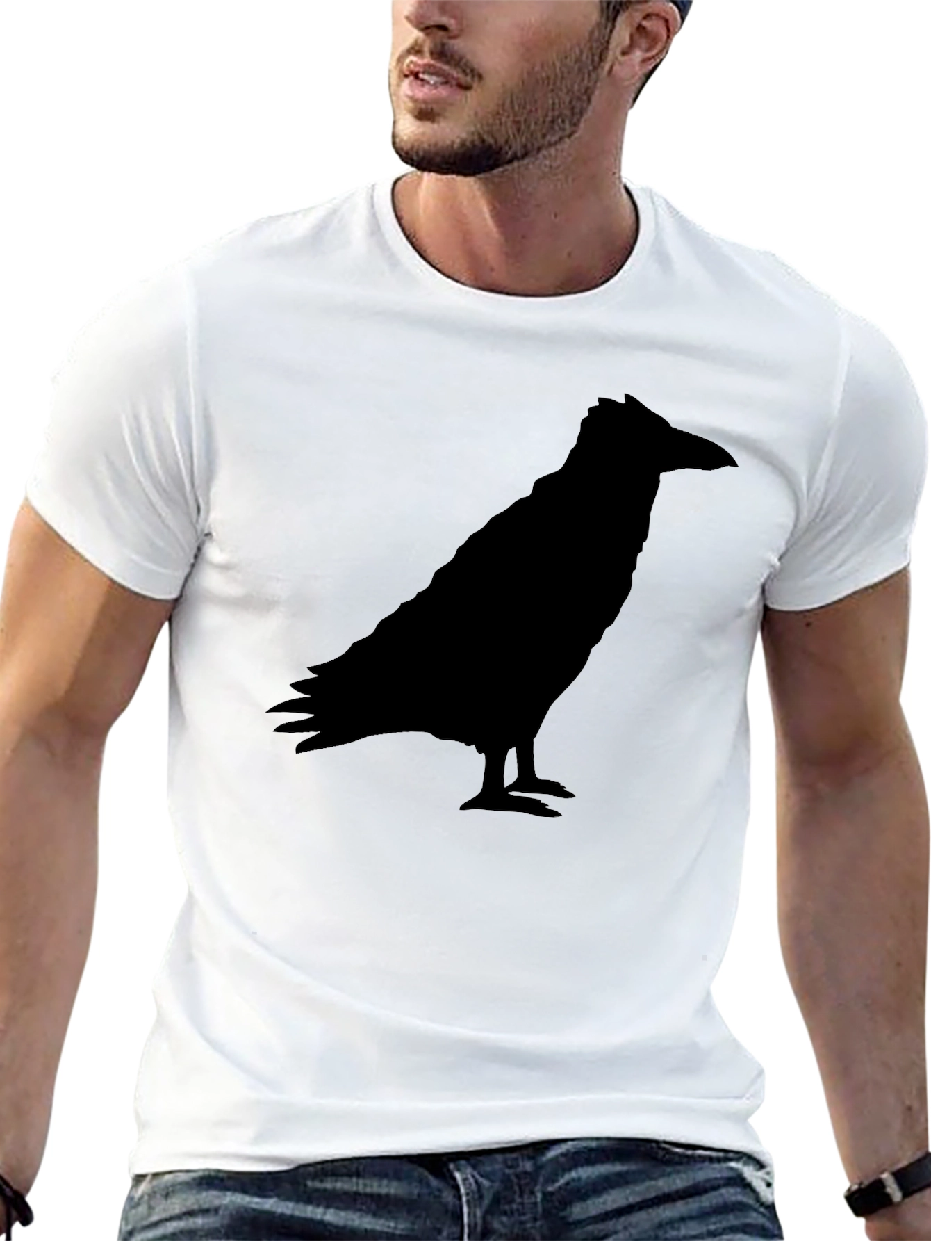 Raven Silhouette Graphic Tee - Black Crow Shirt