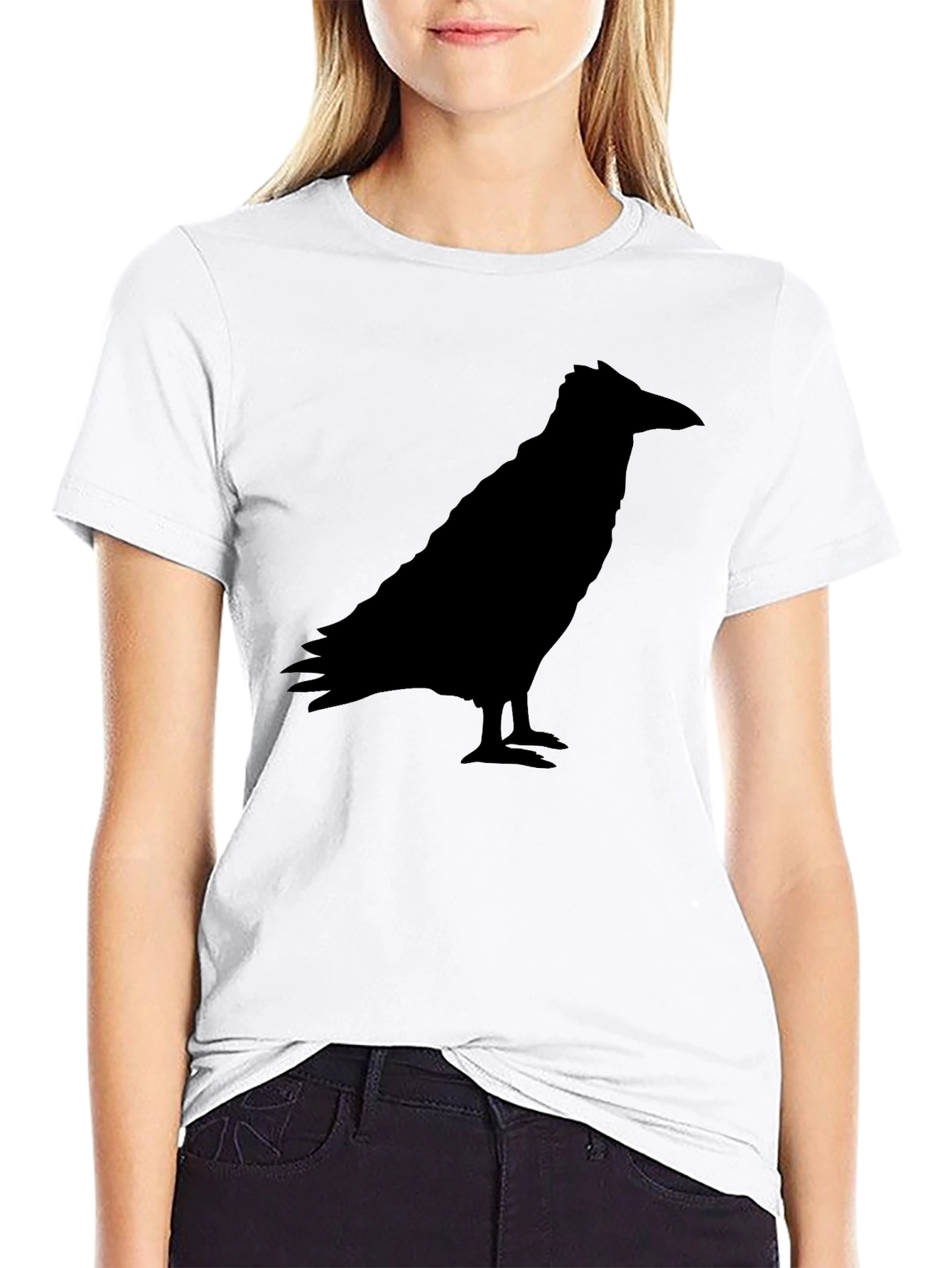 Raven Silhouette Graphic Tee - Black Crow Shirt