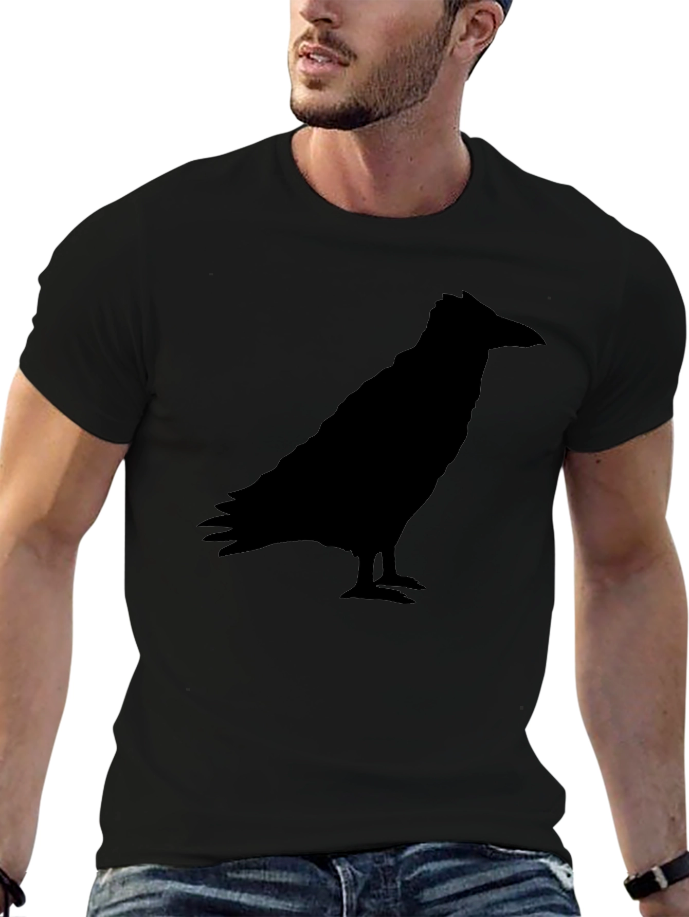 Raven Silhouette Graphic Tee - Black Crow Shirt