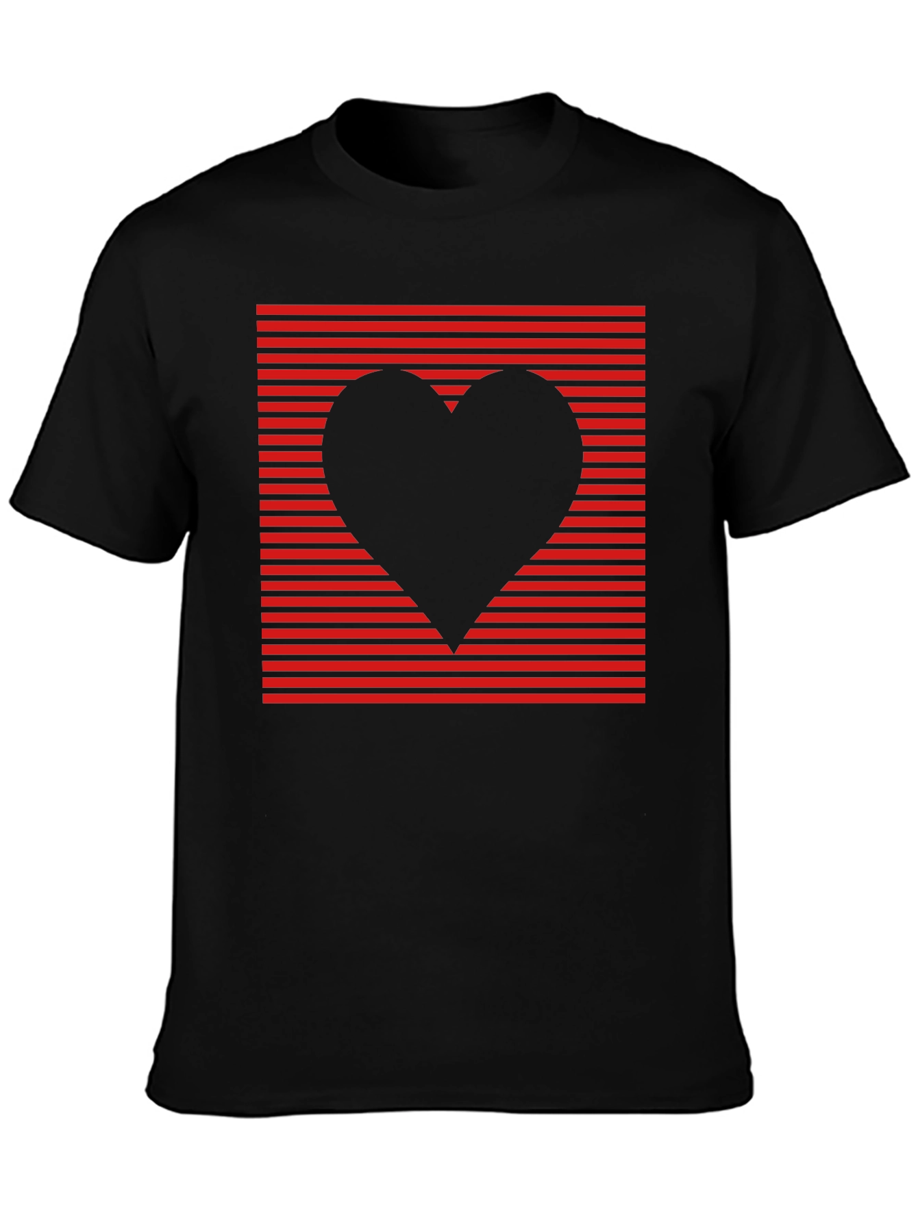 Heart Stripe Graphic T-Shirt - Bold Black Design