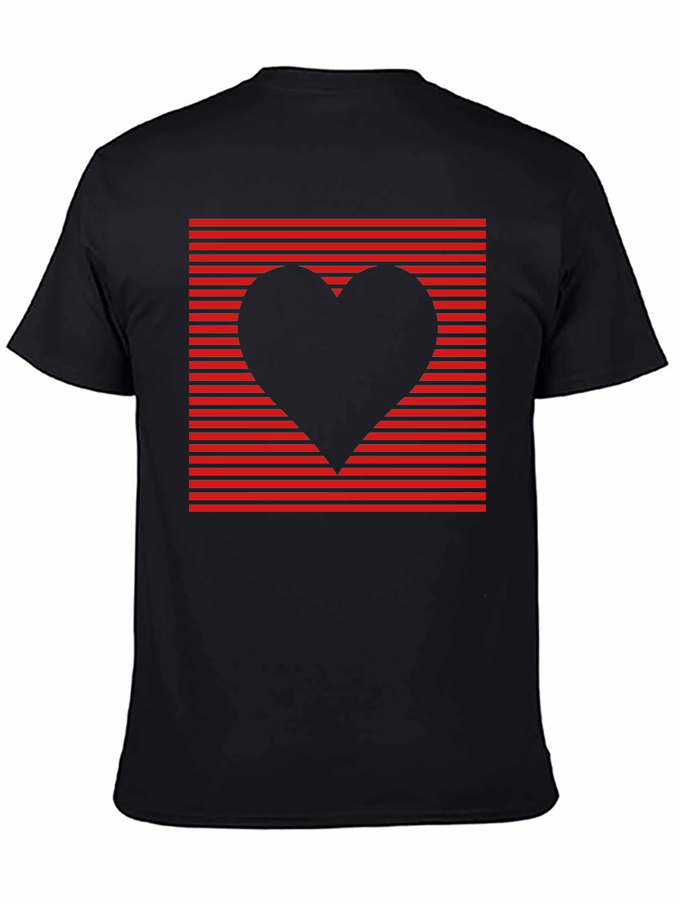 Heart Stripe Graphic T-Shirt - Bold Black Design