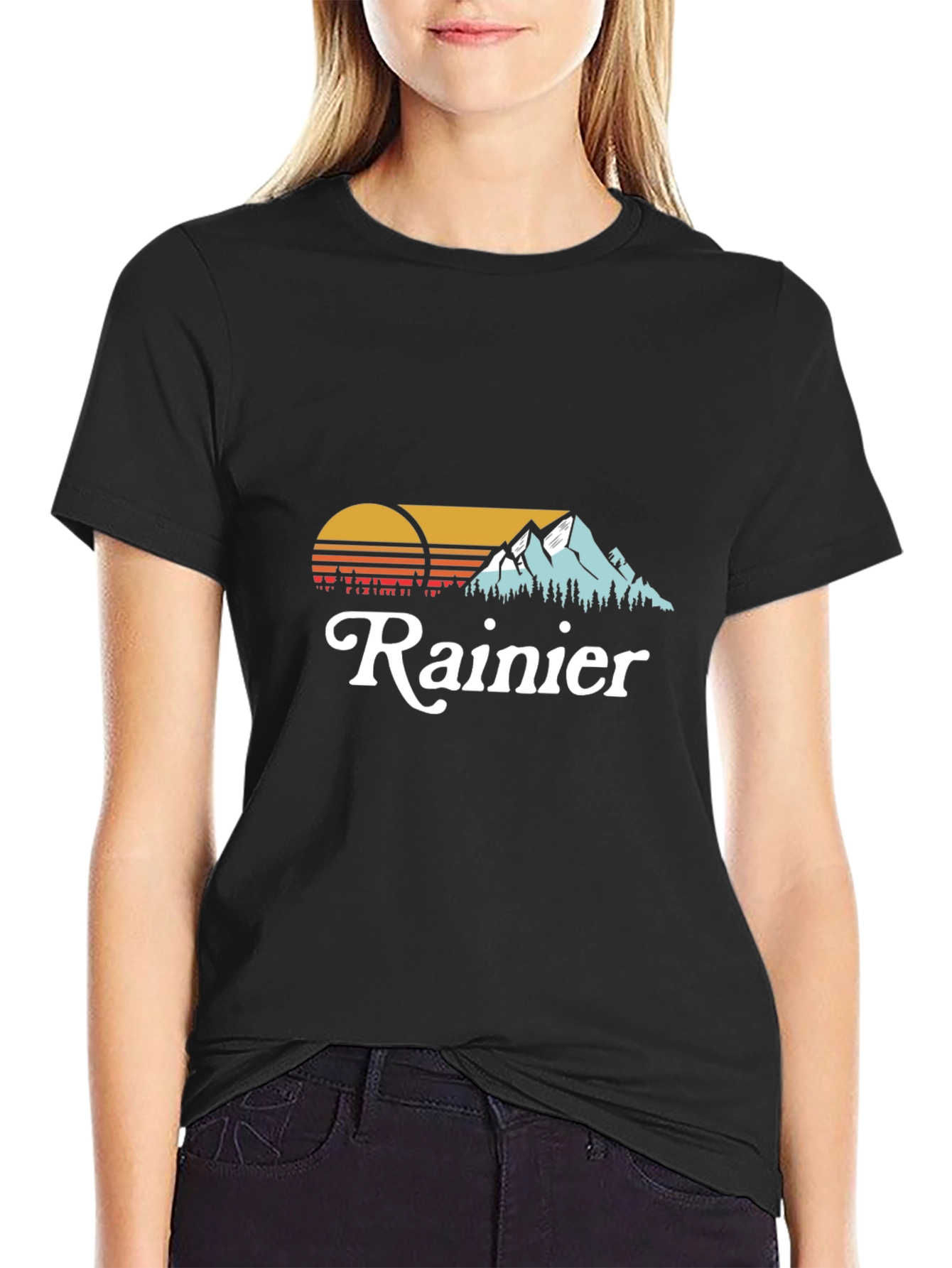 Rainier Graphic Tee - Black Cotton T-Shirt