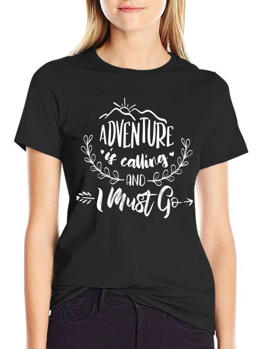 Adventure Awaits Mens Black Graphic Tee
