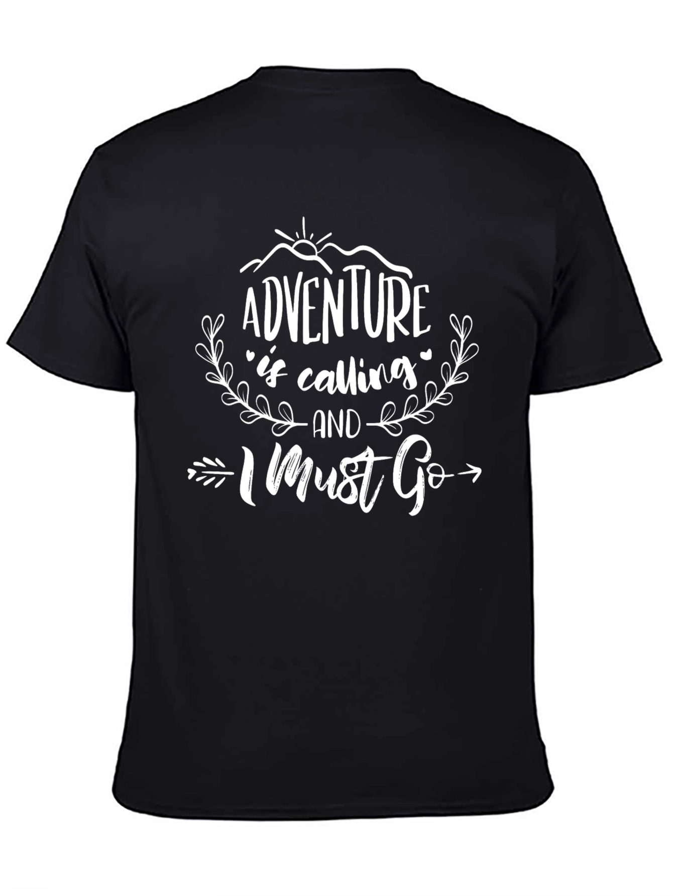 Adventure Awaits Mens Black Graphic Tee
