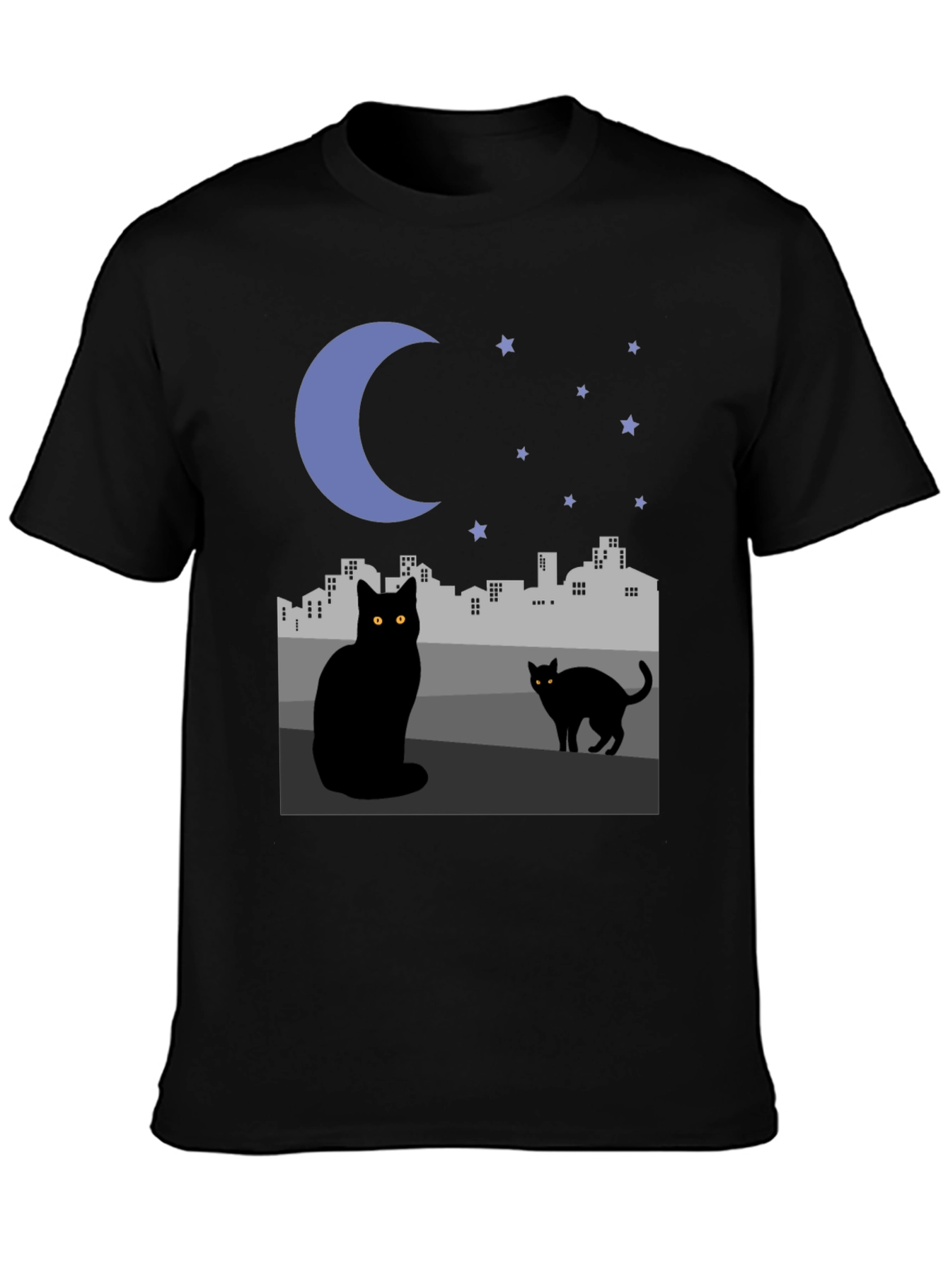 Black Cat Cityscape Graphic Tee