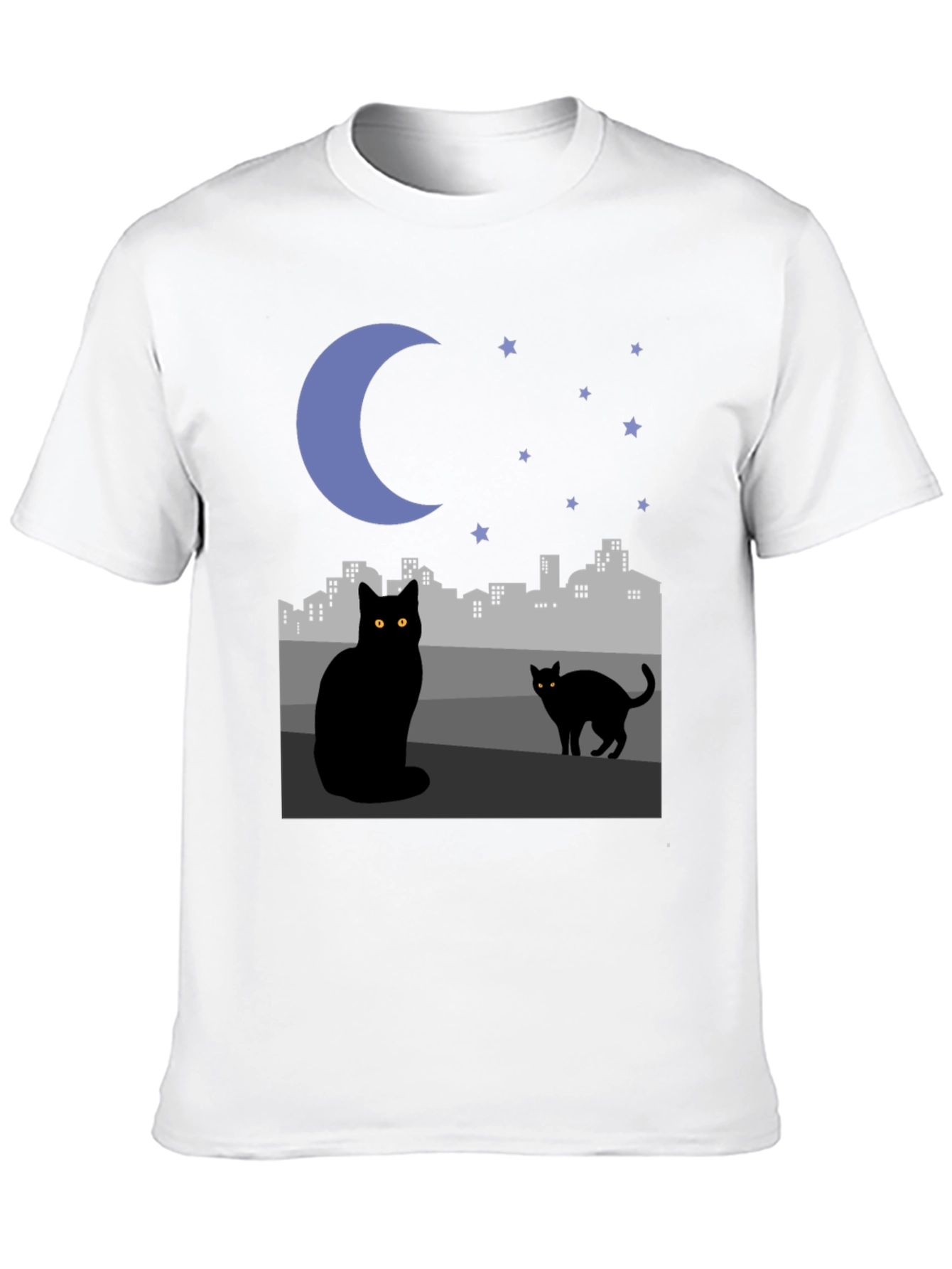Black Cat Cityscape Graphic Tee