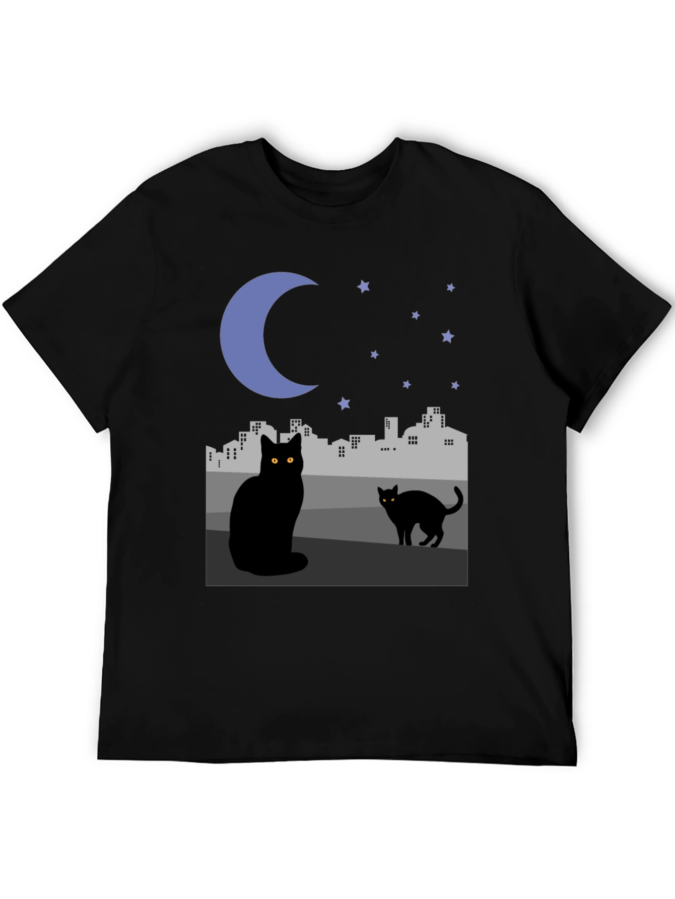 Black Cat Cityscape Graphic Tee