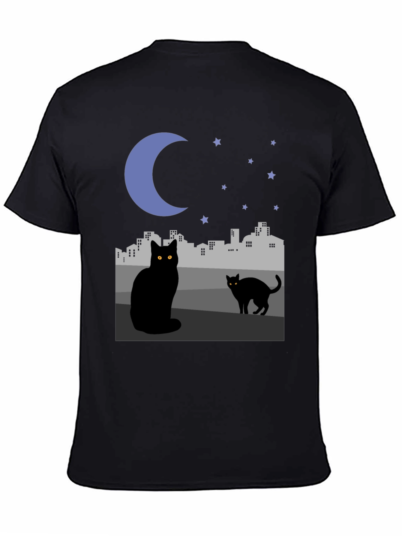 Black Cat Cityscape Graphic Tee