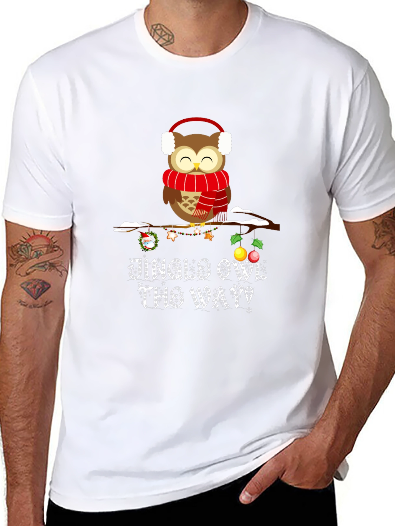 Festive Owl Graphic Tee: Jingle Owl the Way!