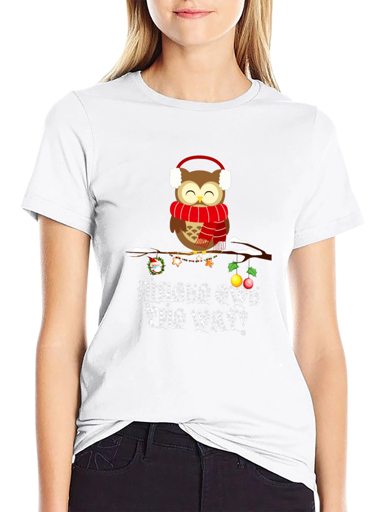 Festive Owl Graphic Tee: Jingle Owl the Way!
