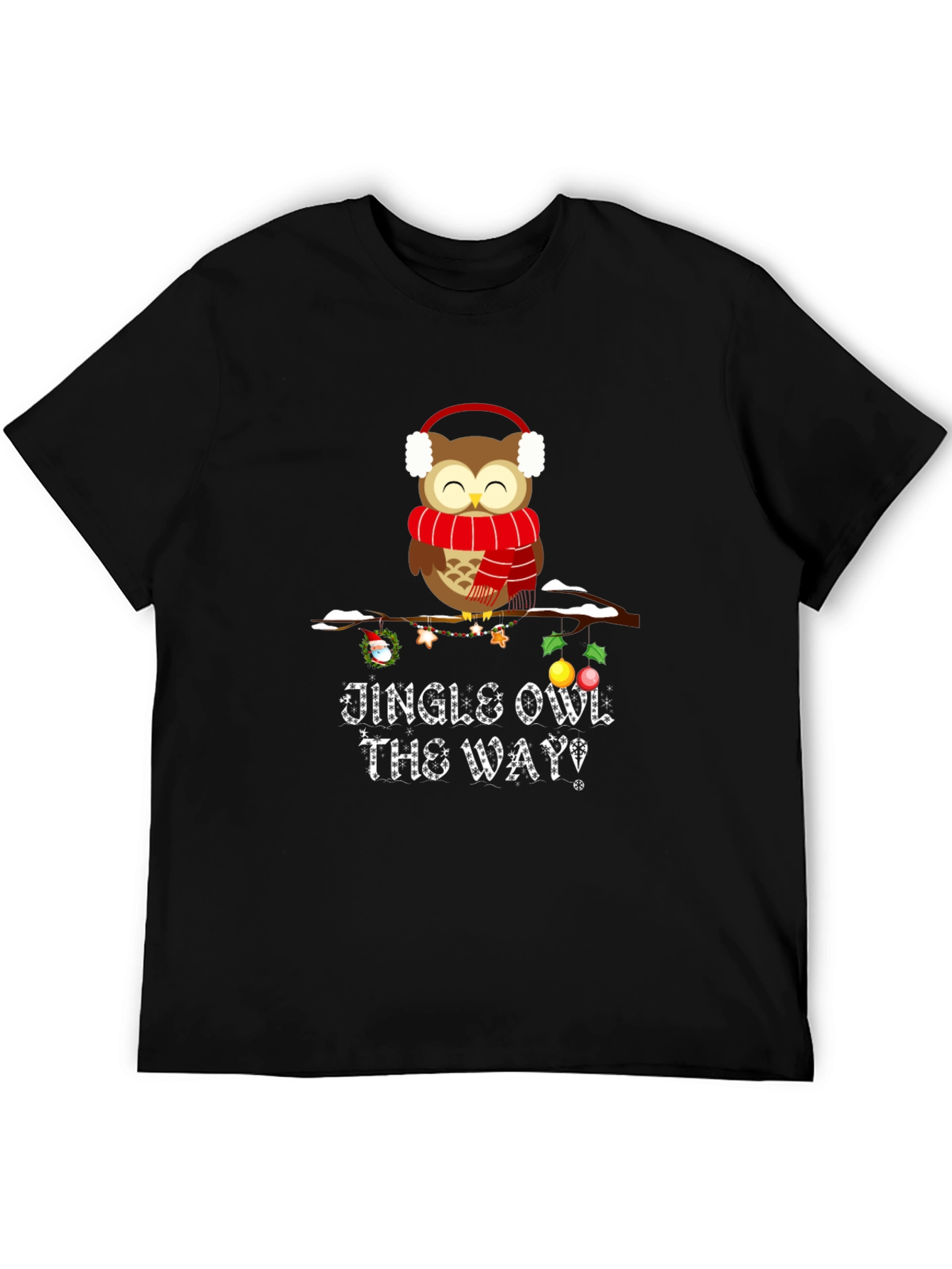 Festive Owl Graphic Tee: Jingle Owl the Way!