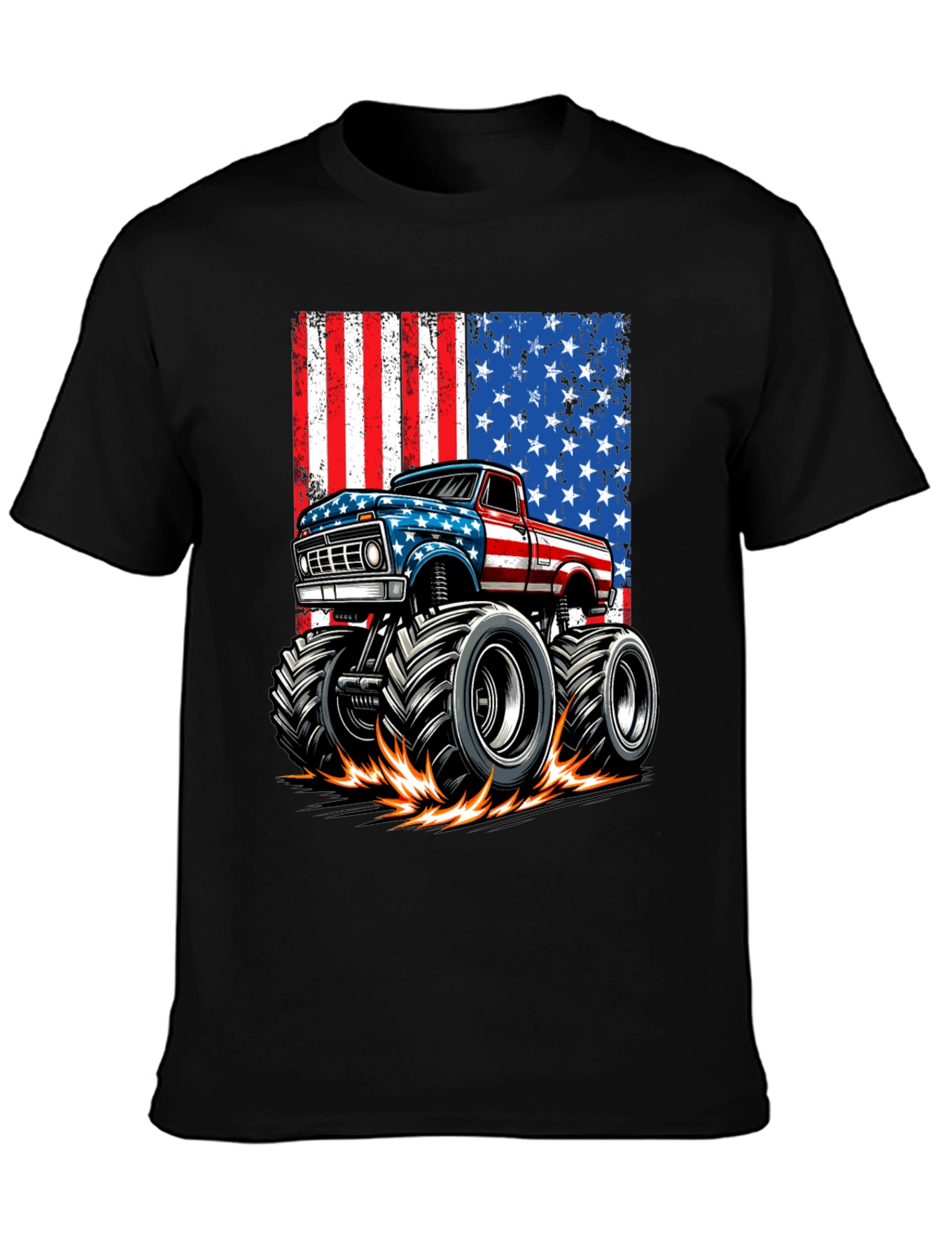 American Flag Monster Truck Graphic Tee