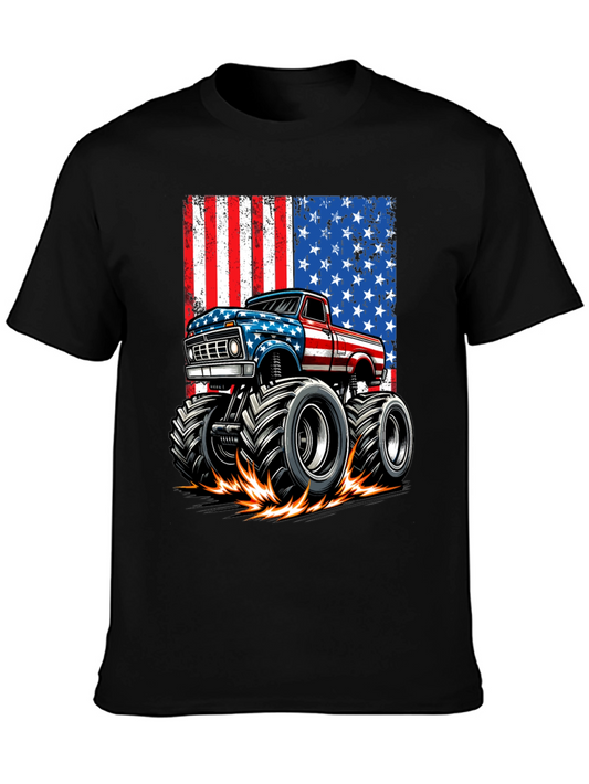 American Flag Monster Truck Graphic Tee