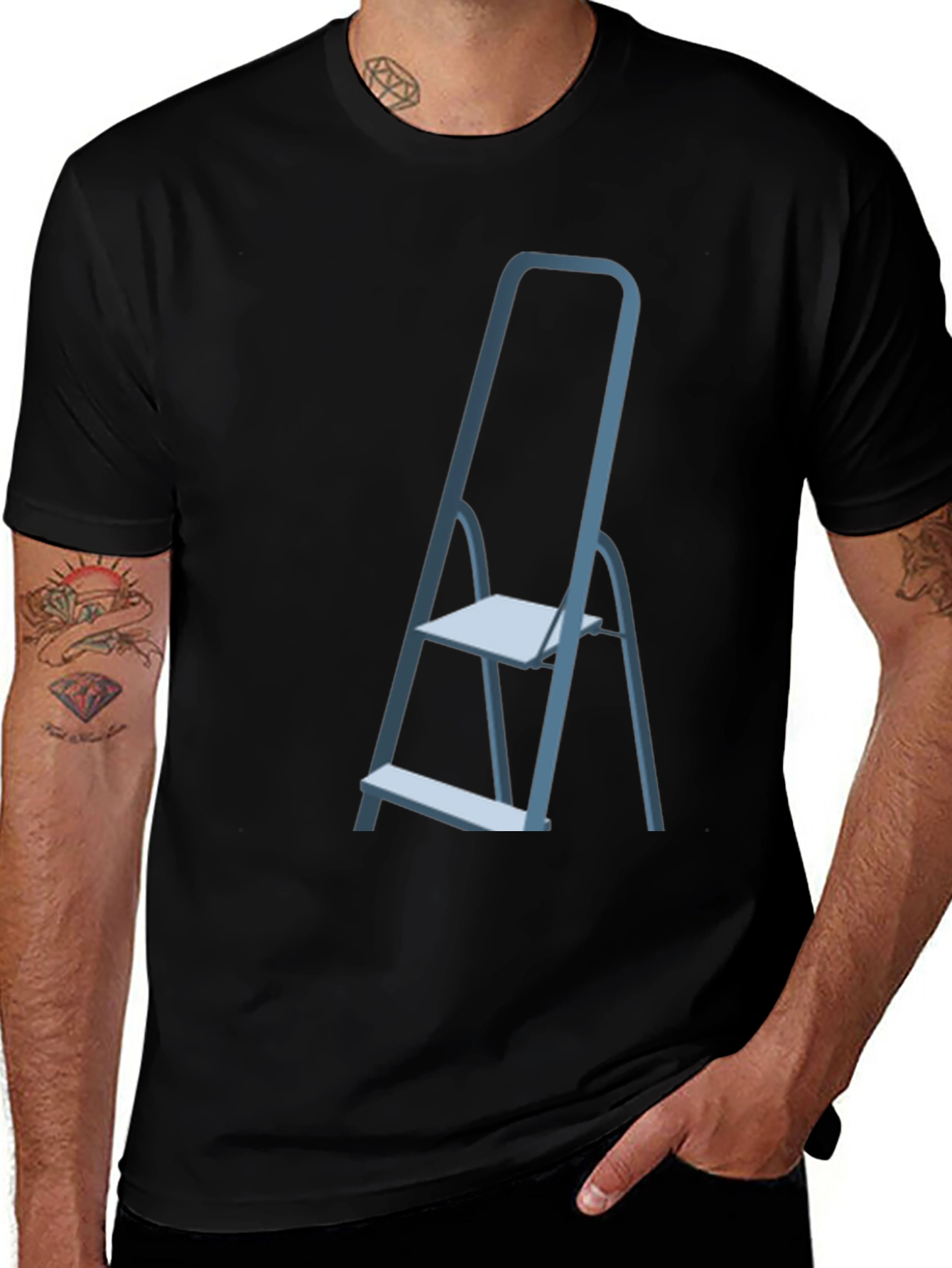 Ladder Graphic Tee - Black Casual T-Shirt
