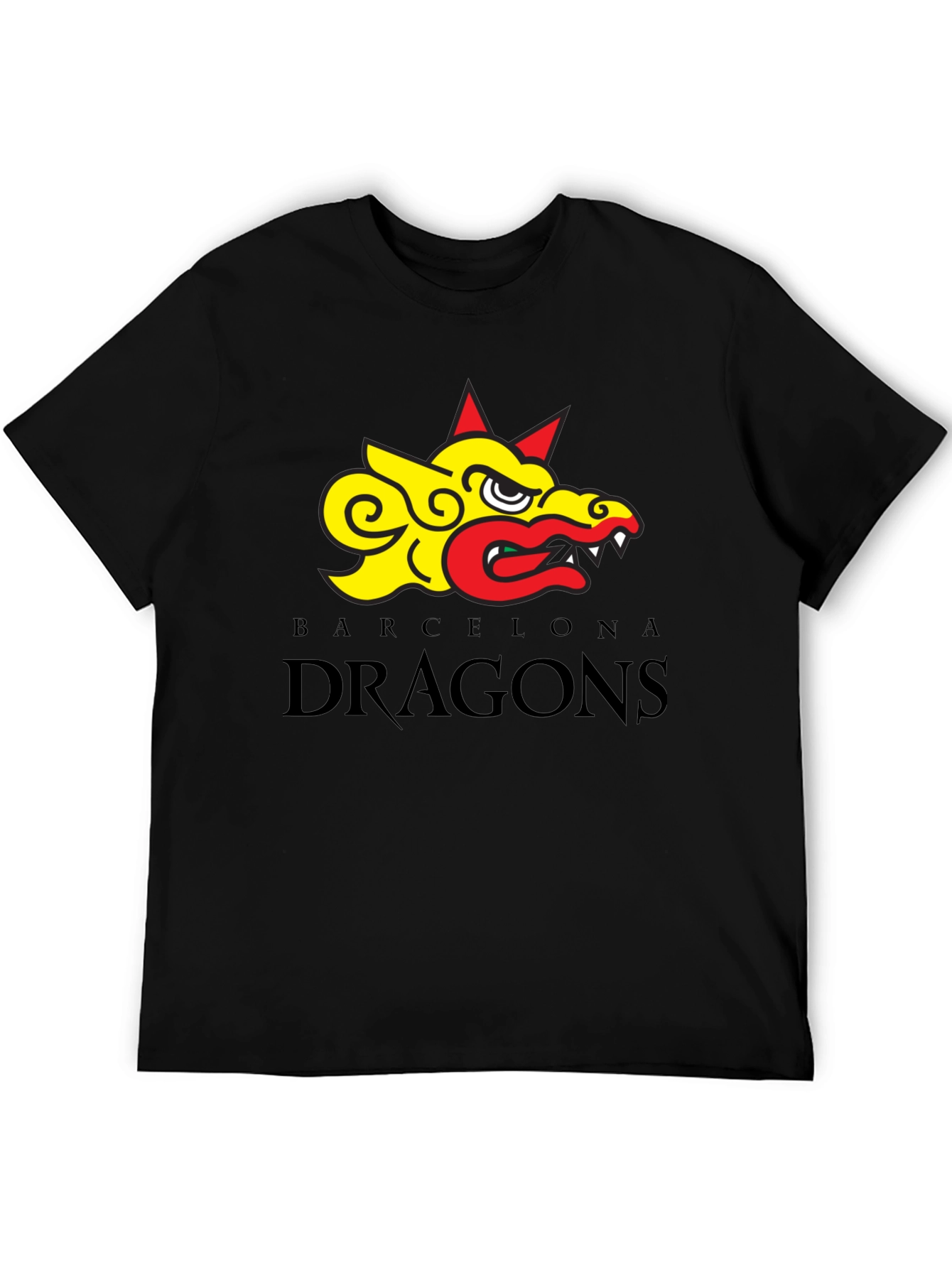 Barcelona Dragons Graphic Tee - Black Cotton T-Shirt