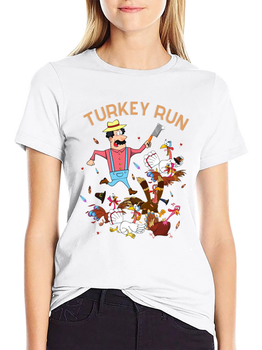 Turkey Run Graphic T-Shirt - Thanksgiving Fun