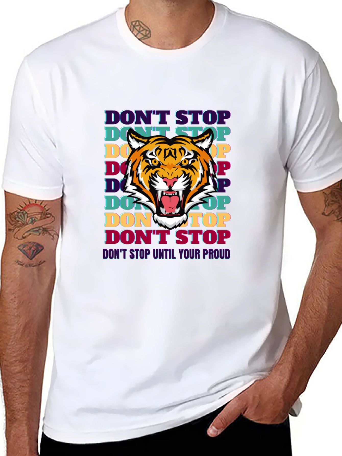Motivational Tiger Graphic Print T-Shirt