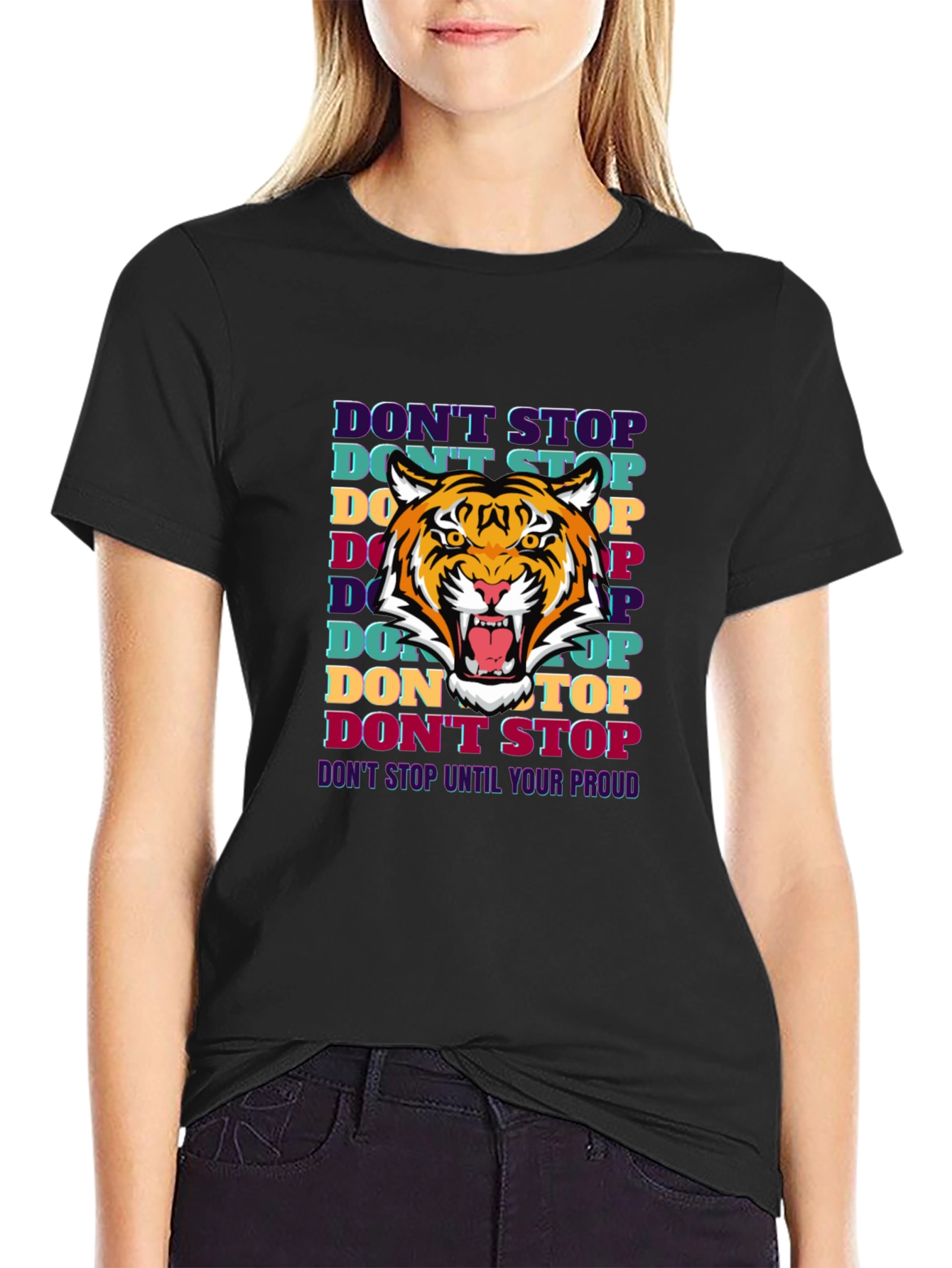 Motivational Tiger Graphic Print T-Shirt