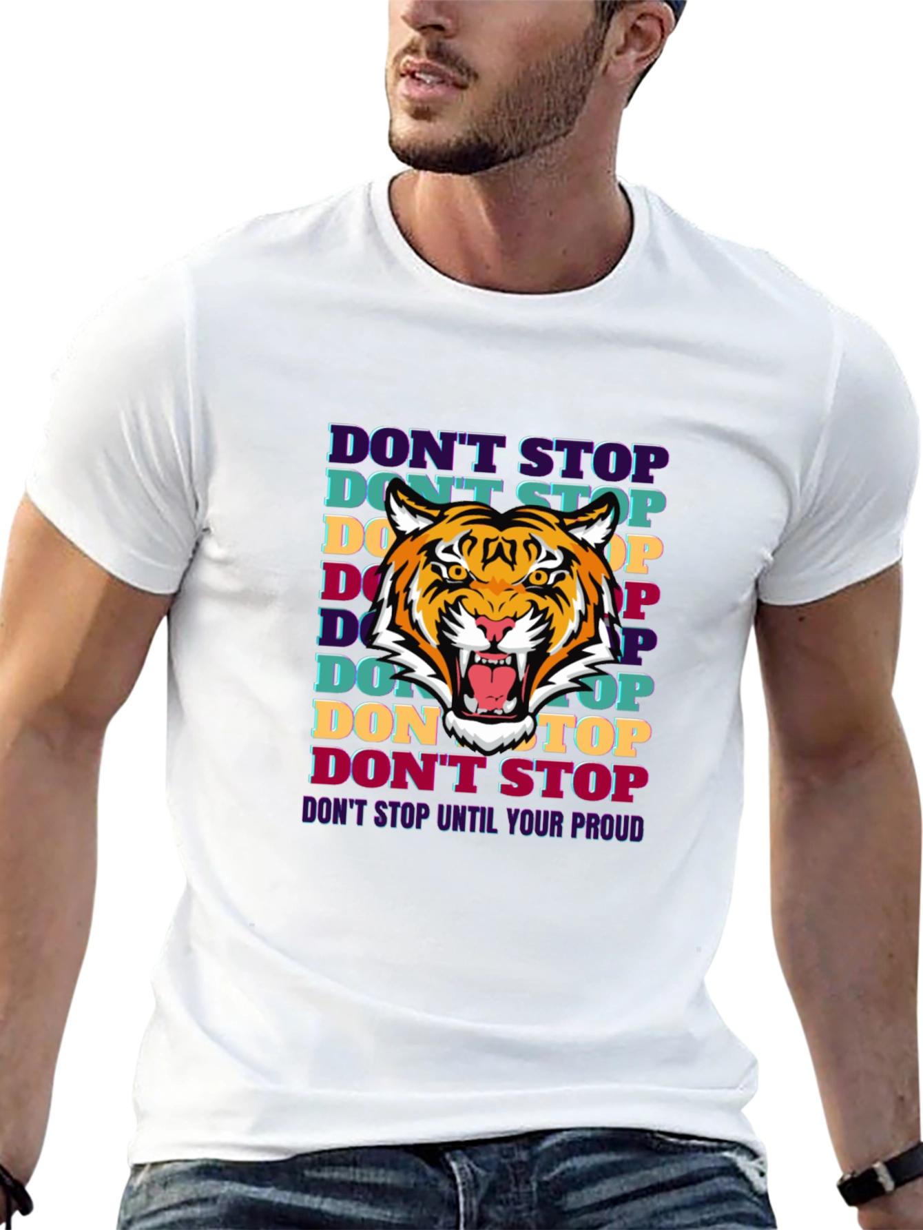 Motivational Tiger Graphic Print T-Shirt