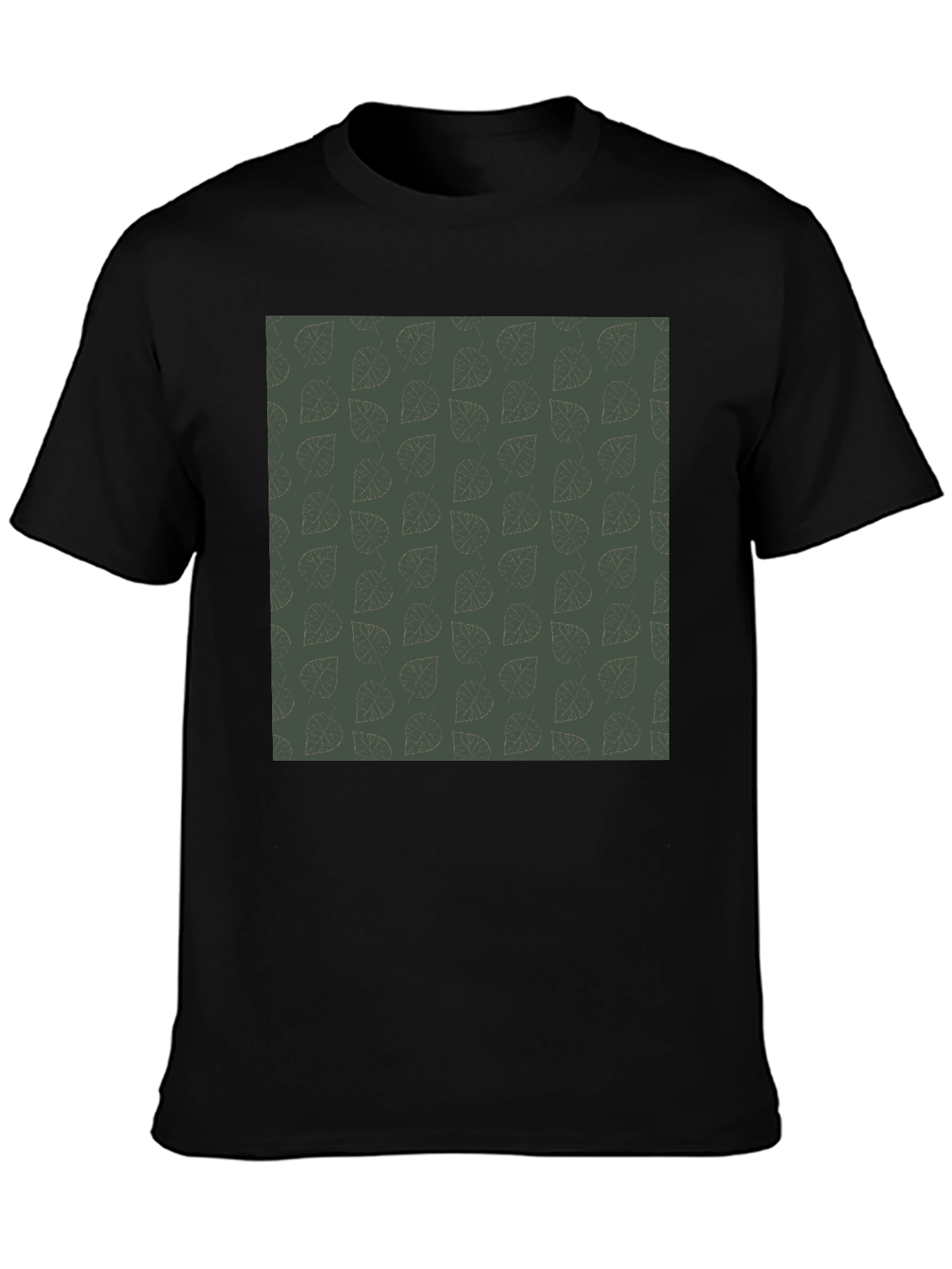 Leaf Pattern Black T-Shirt - Casual Style