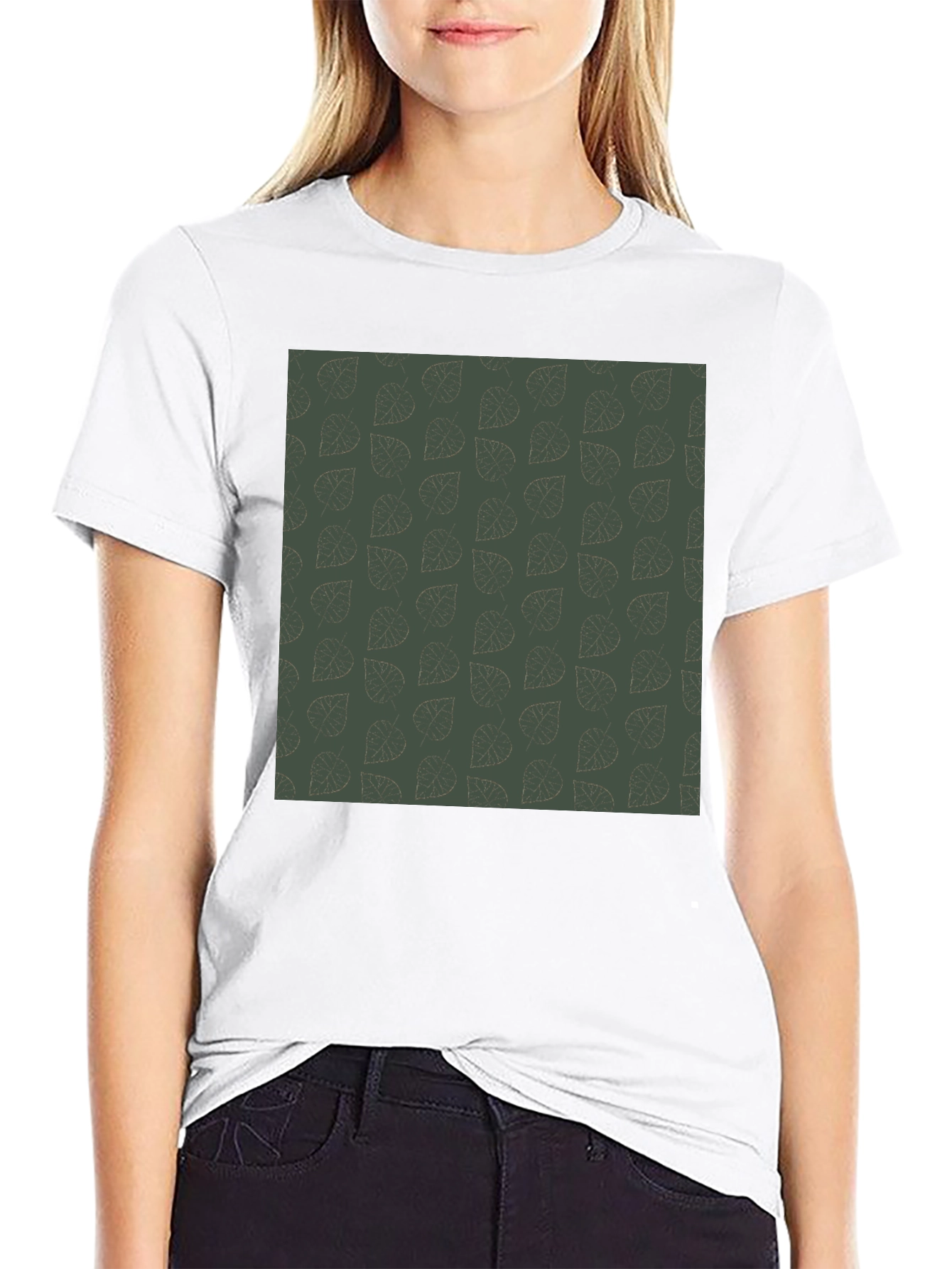 Leaf Pattern Black T-Shirt - Casual Style