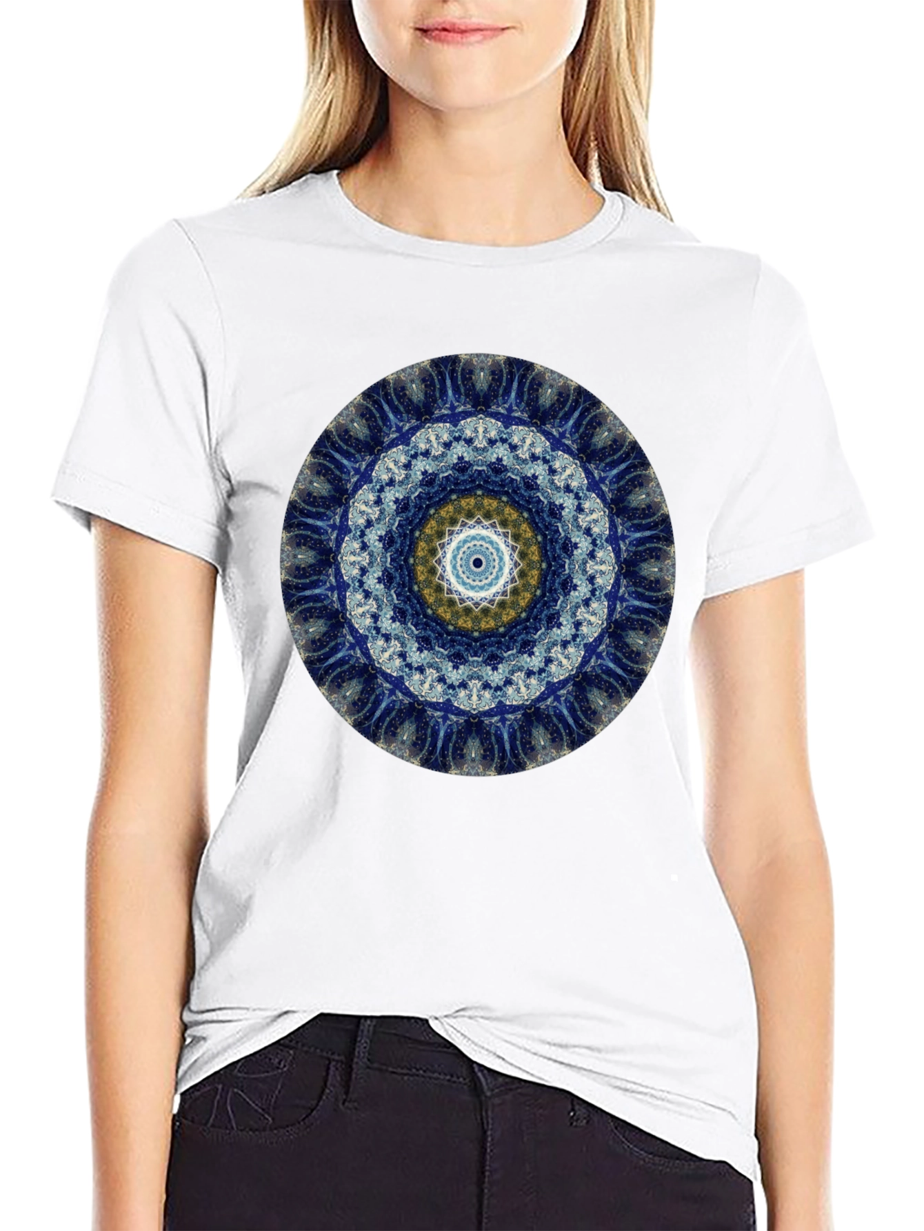 Cosmic Mandala Graphic Tee - Black