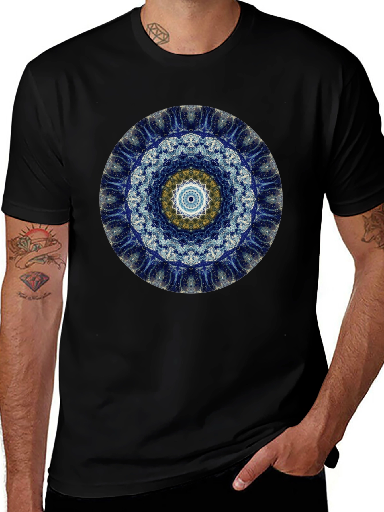 Cosmic Mandala Graphic Tee - Black