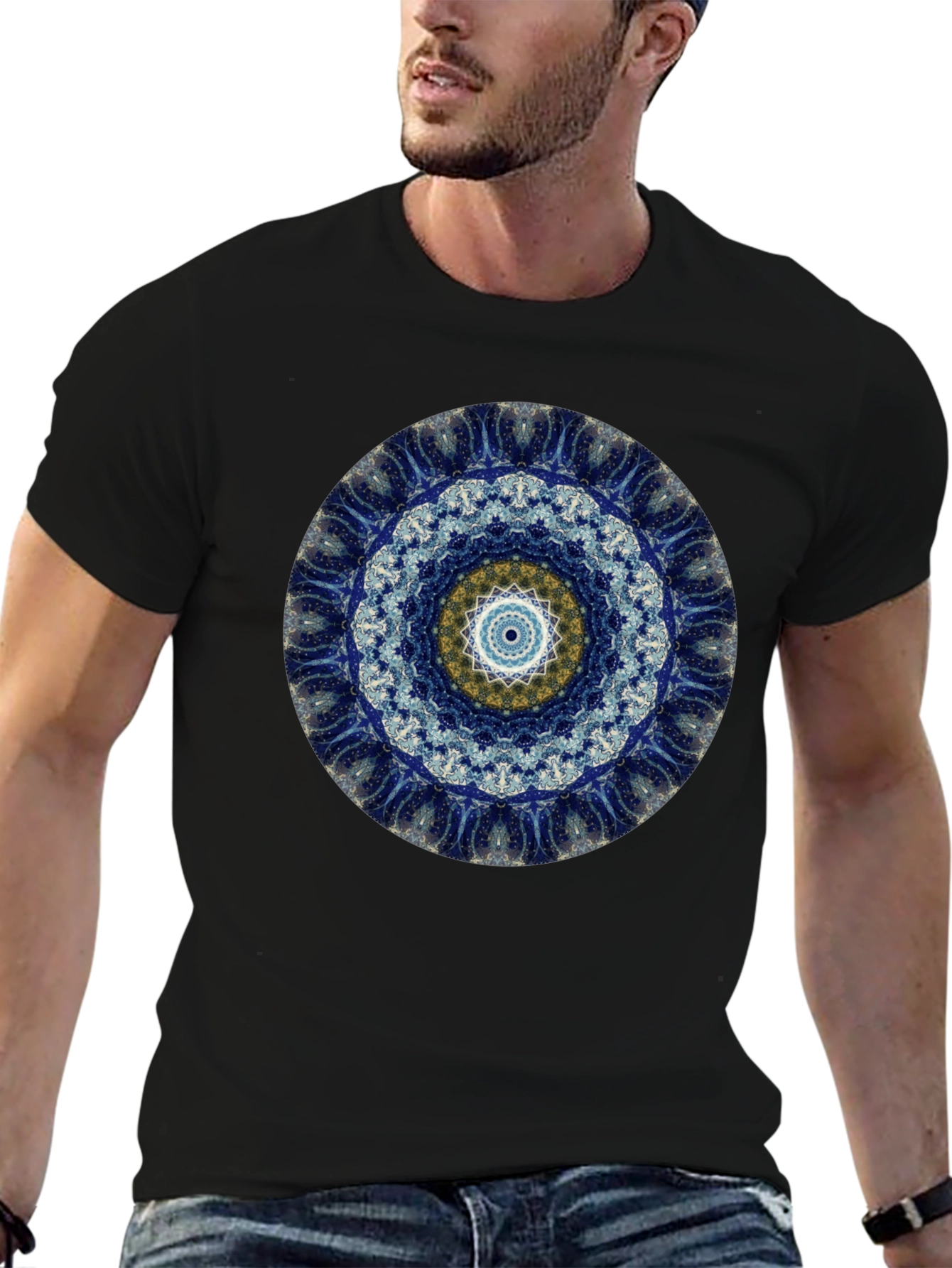Cosmic Mandala Graphic Tee - Black