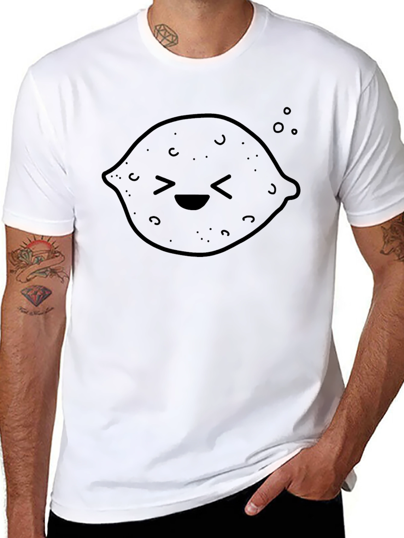 Cute Lemon Graphic Black T-Shirt