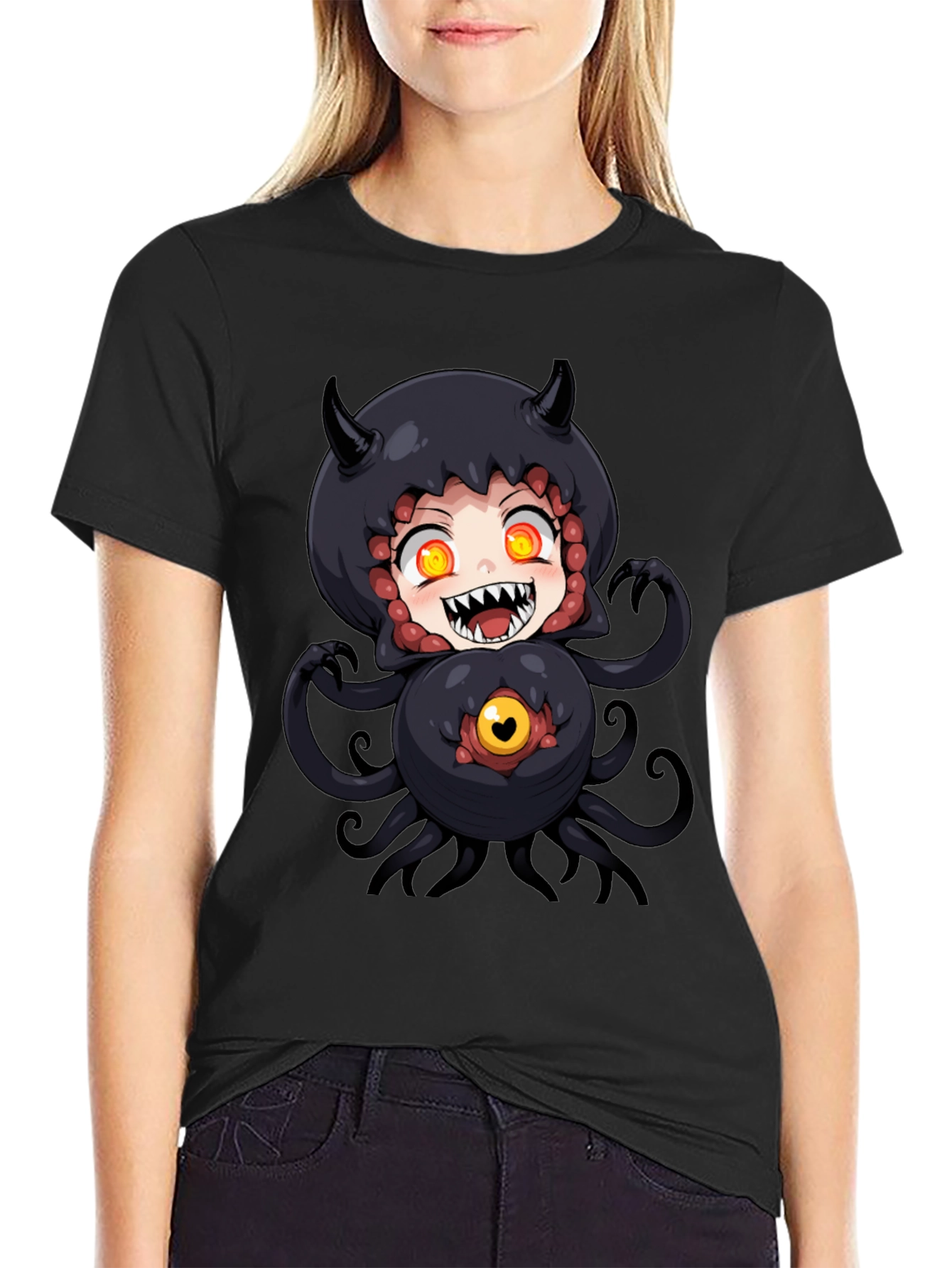 Anime Monster Graphic Black T-Shirt