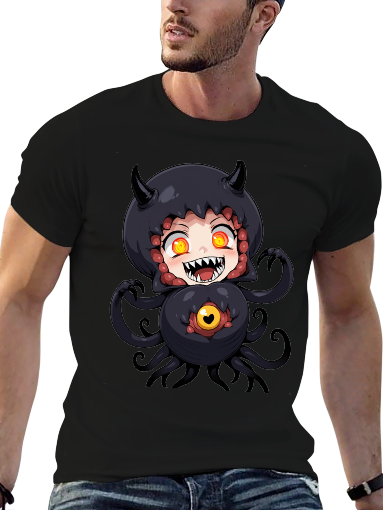 Anime Monster Graphic Black T-Shirt