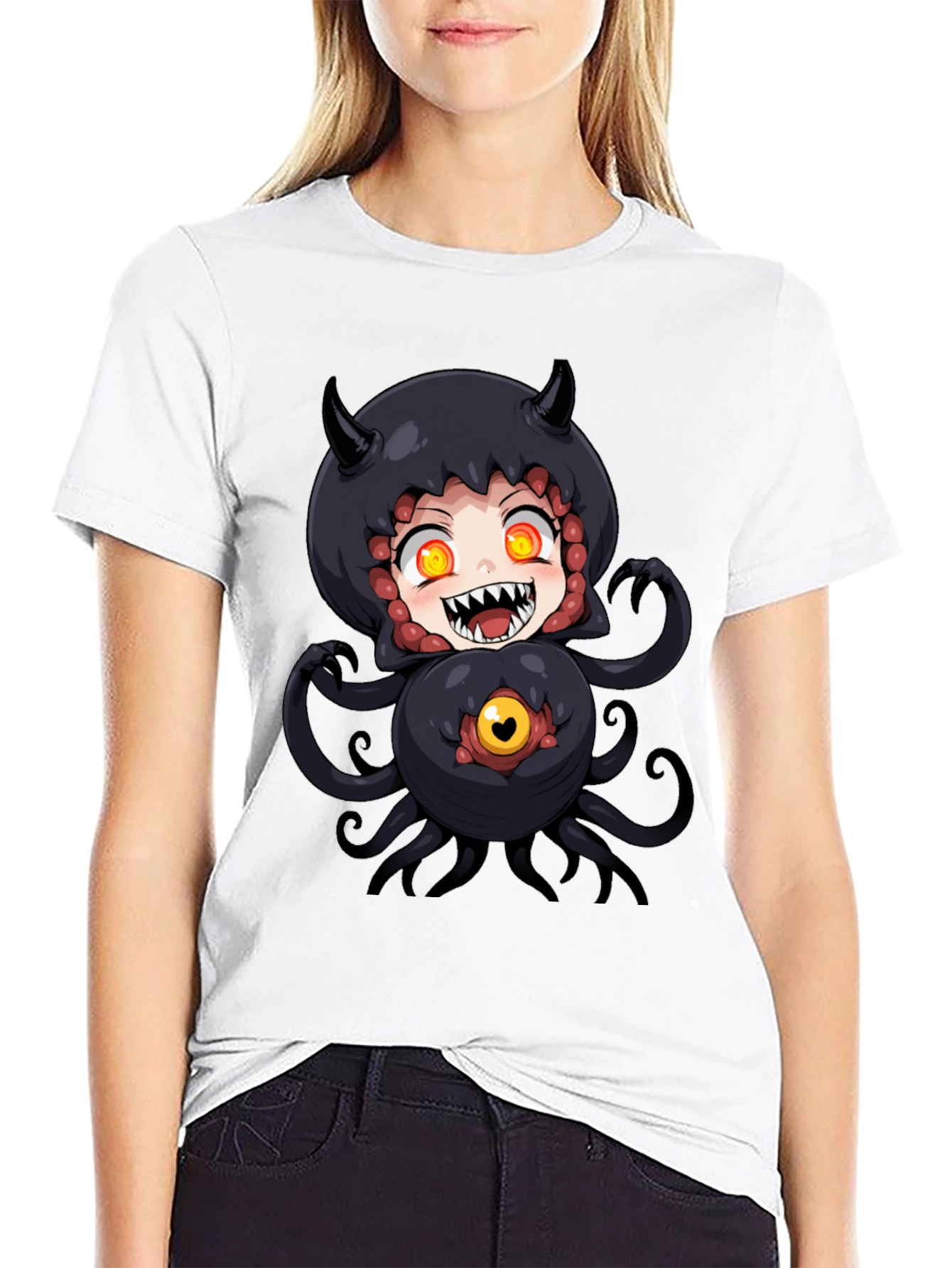 Anime Monster Graphic Black T-Shirt