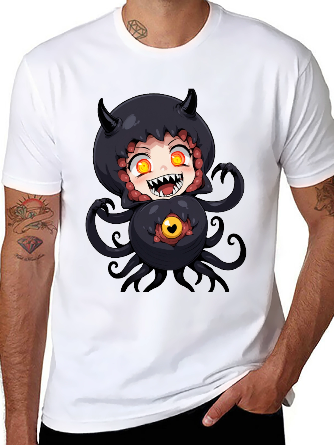 Anime Monster Graphic Black T-Shirt