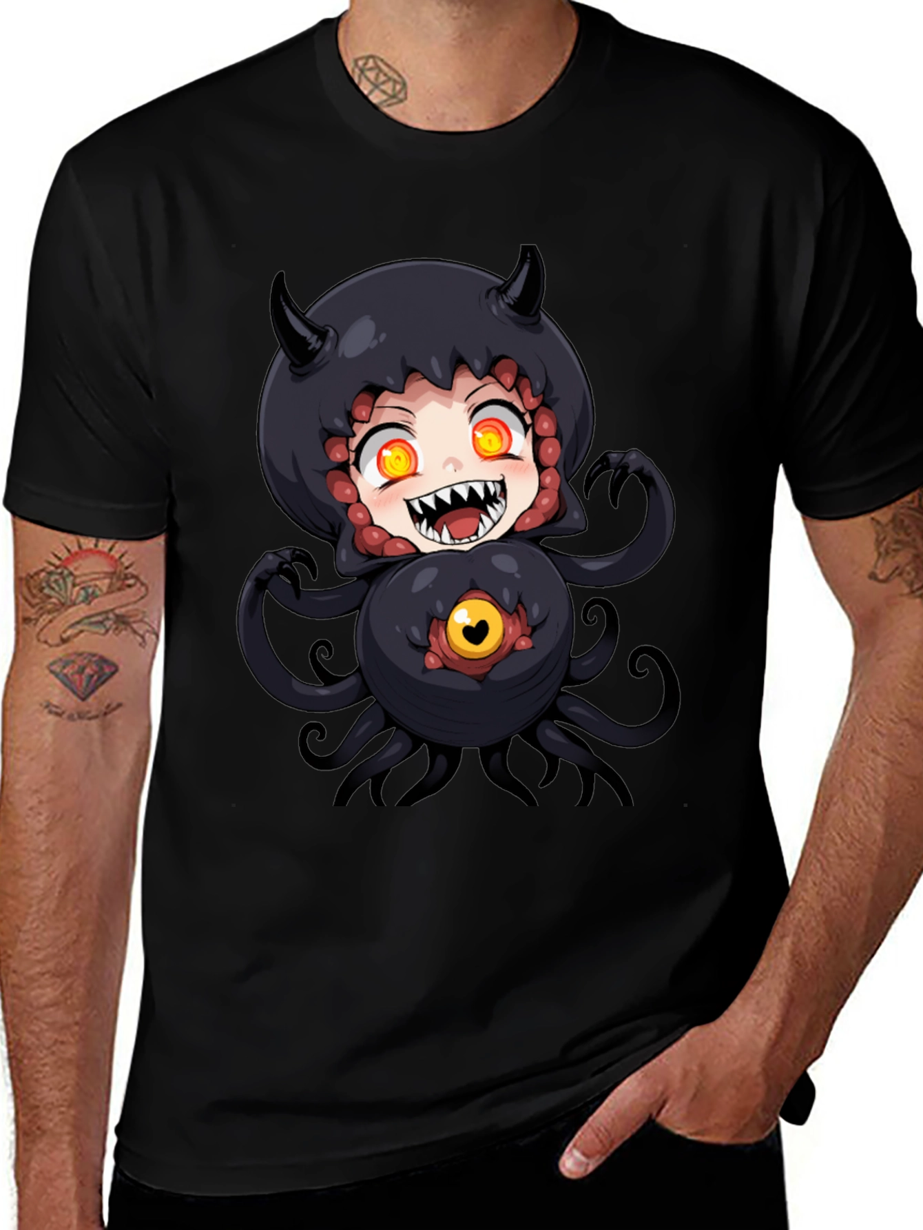 Anime Monster Graphic Black T-Shirt