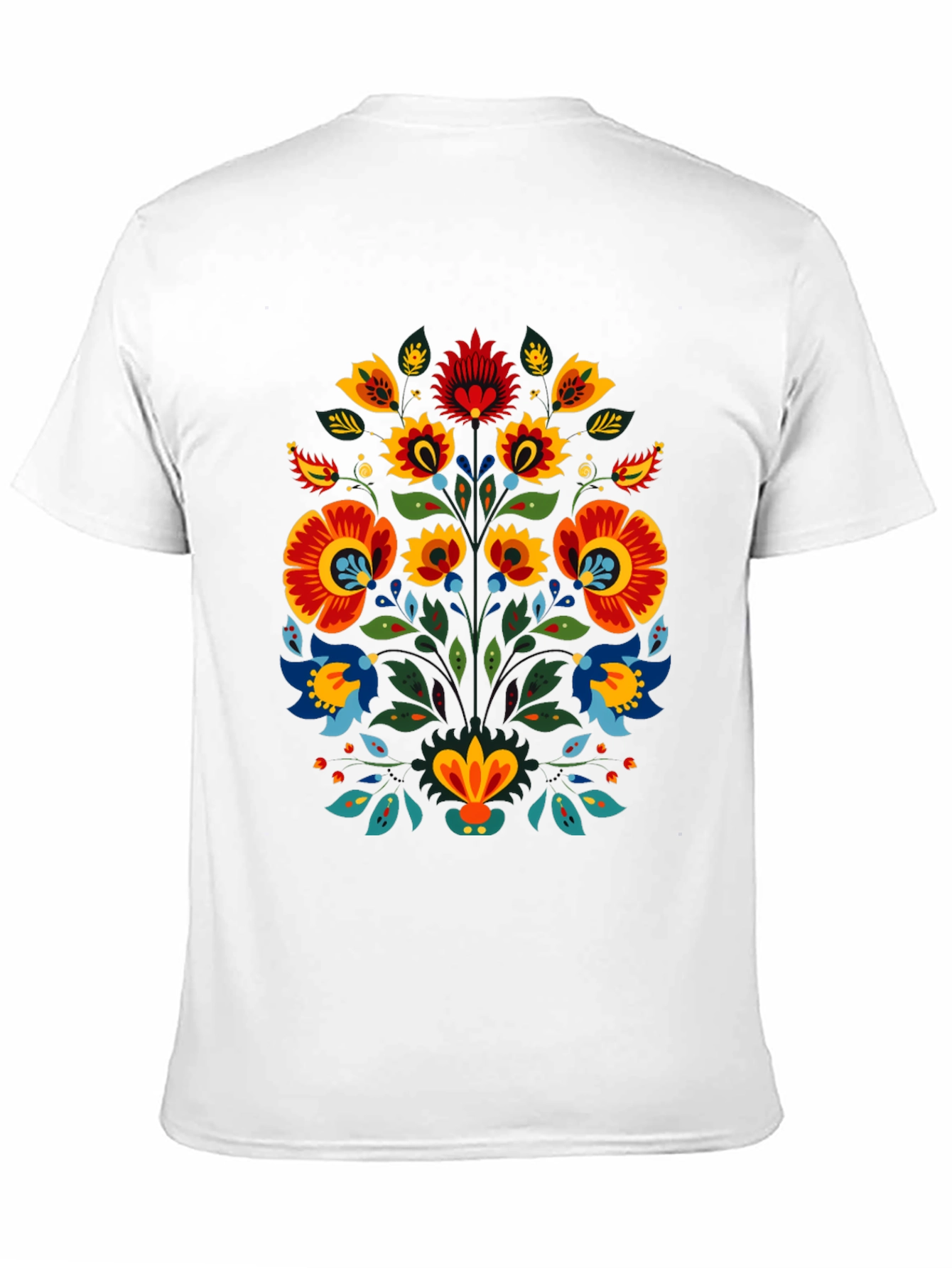 Floral Folk Art Graphic Black T-Shirt