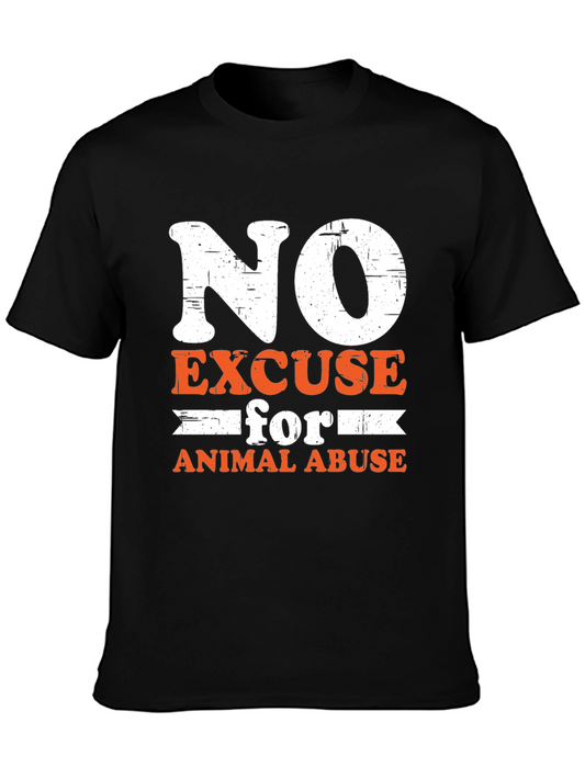 No Excuse For Animal Abuse Black Graphic T-Shirt