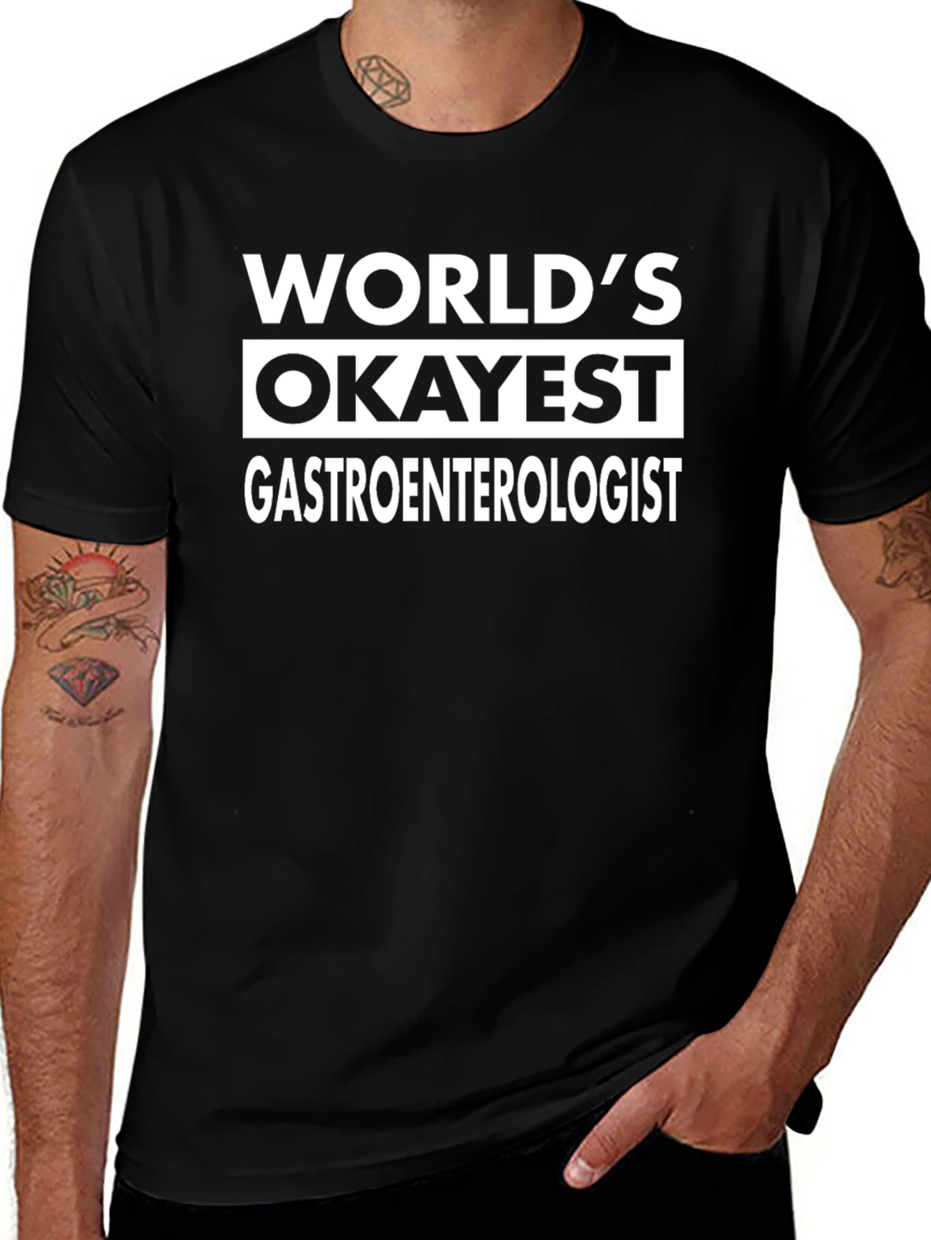 Worlds Okayest Gastroenterologist Black T-Shirt