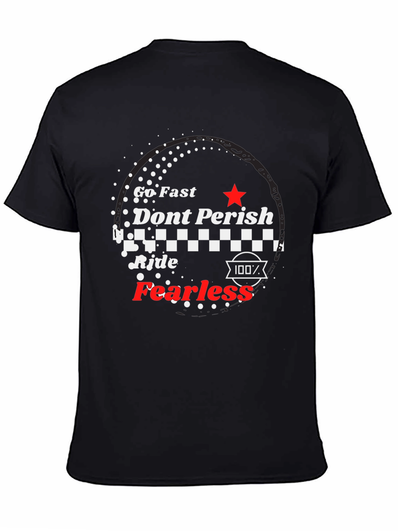 Go Fast Fearless Ride Black Graphic Tee