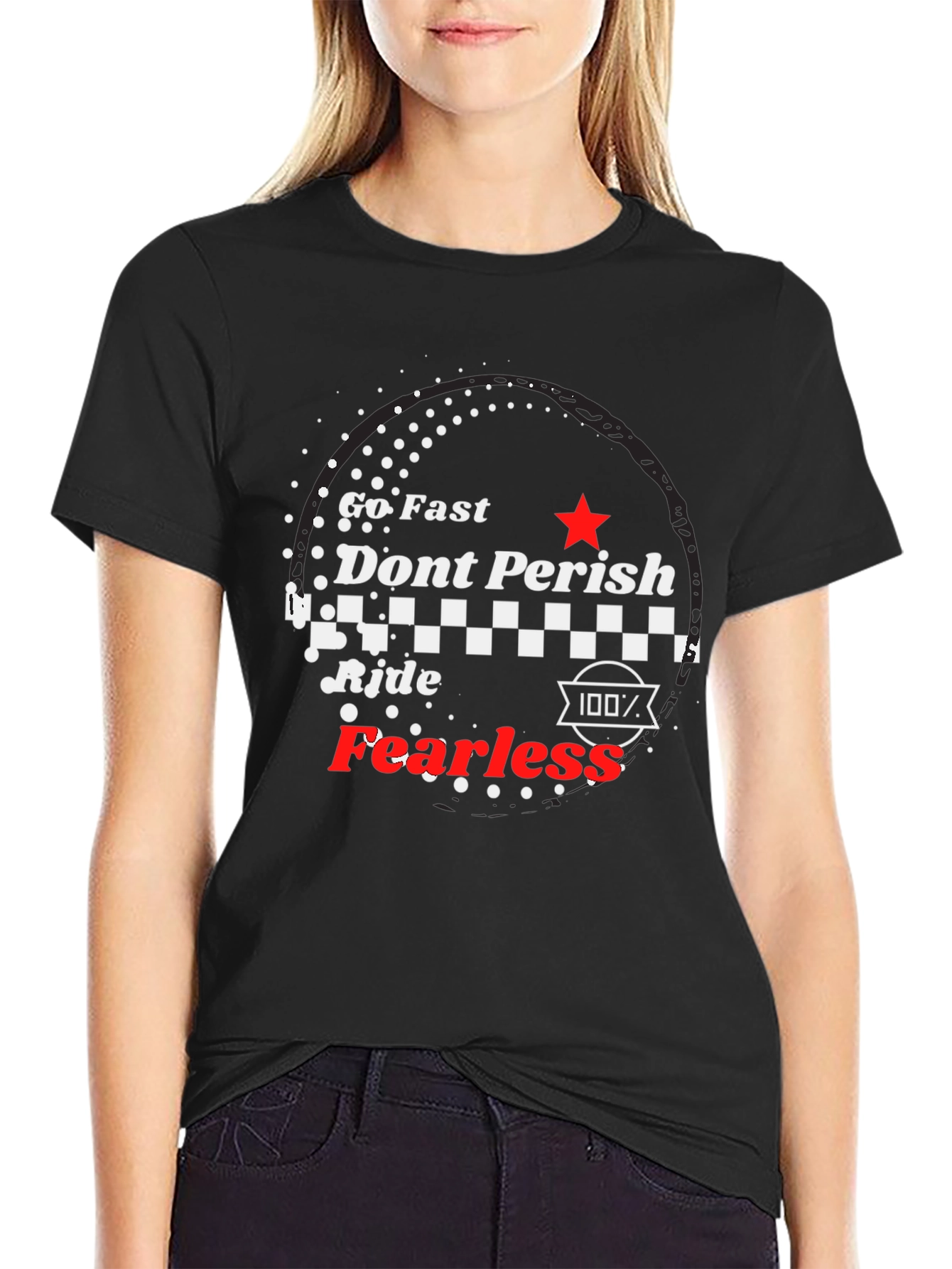 Go Fast Fearless Ride Black Graphic Tee
