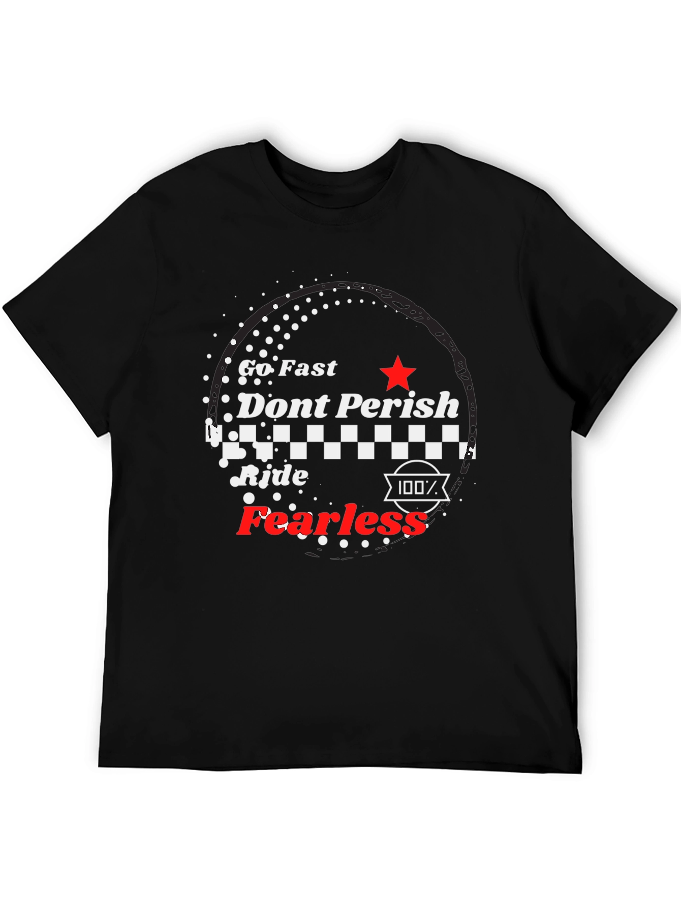 Go Fast Fearless Ride Black Graphic Tee